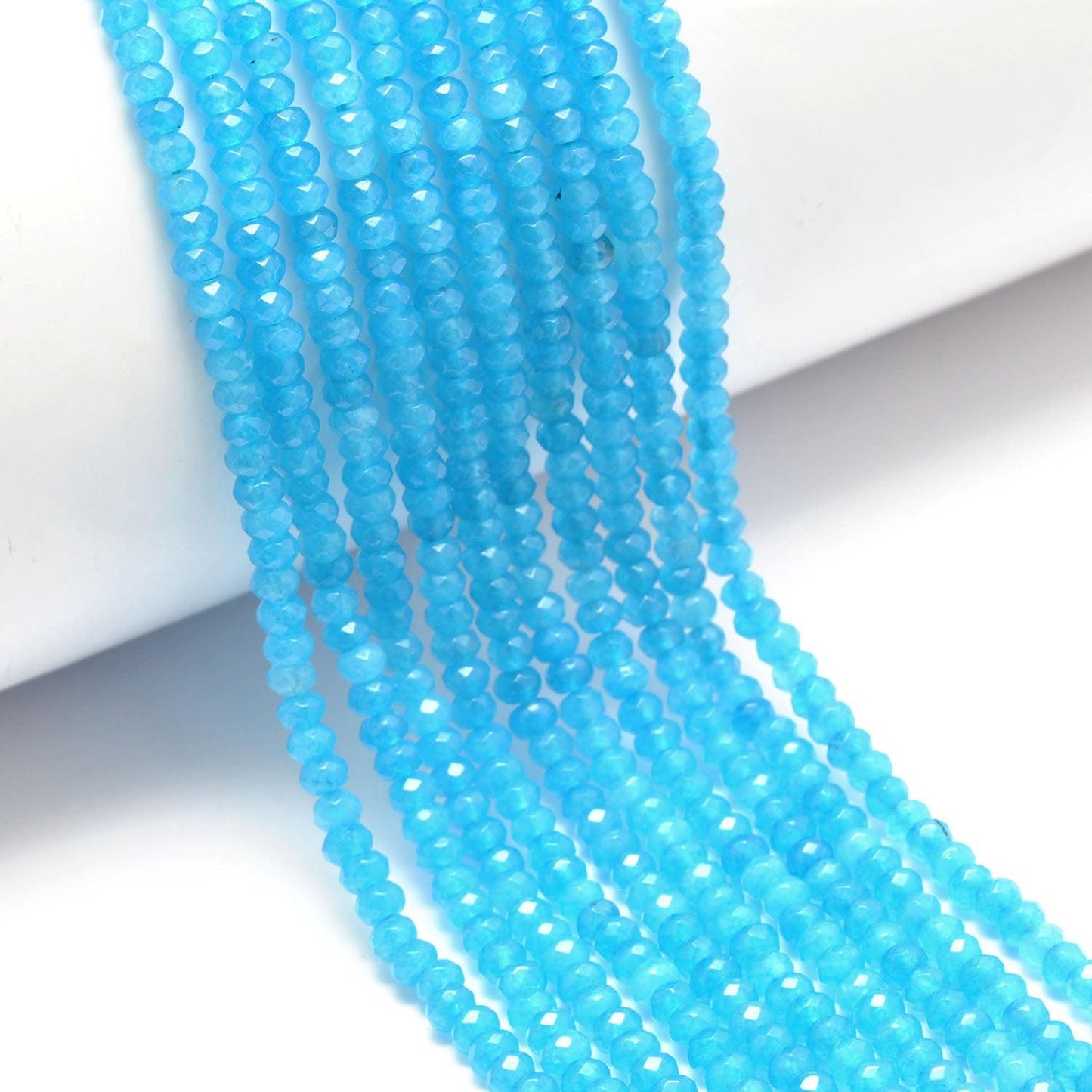 Blue Apatite Quartz Rondelle Faceted Gemstone Beads 14" Strand - Kanika Creations