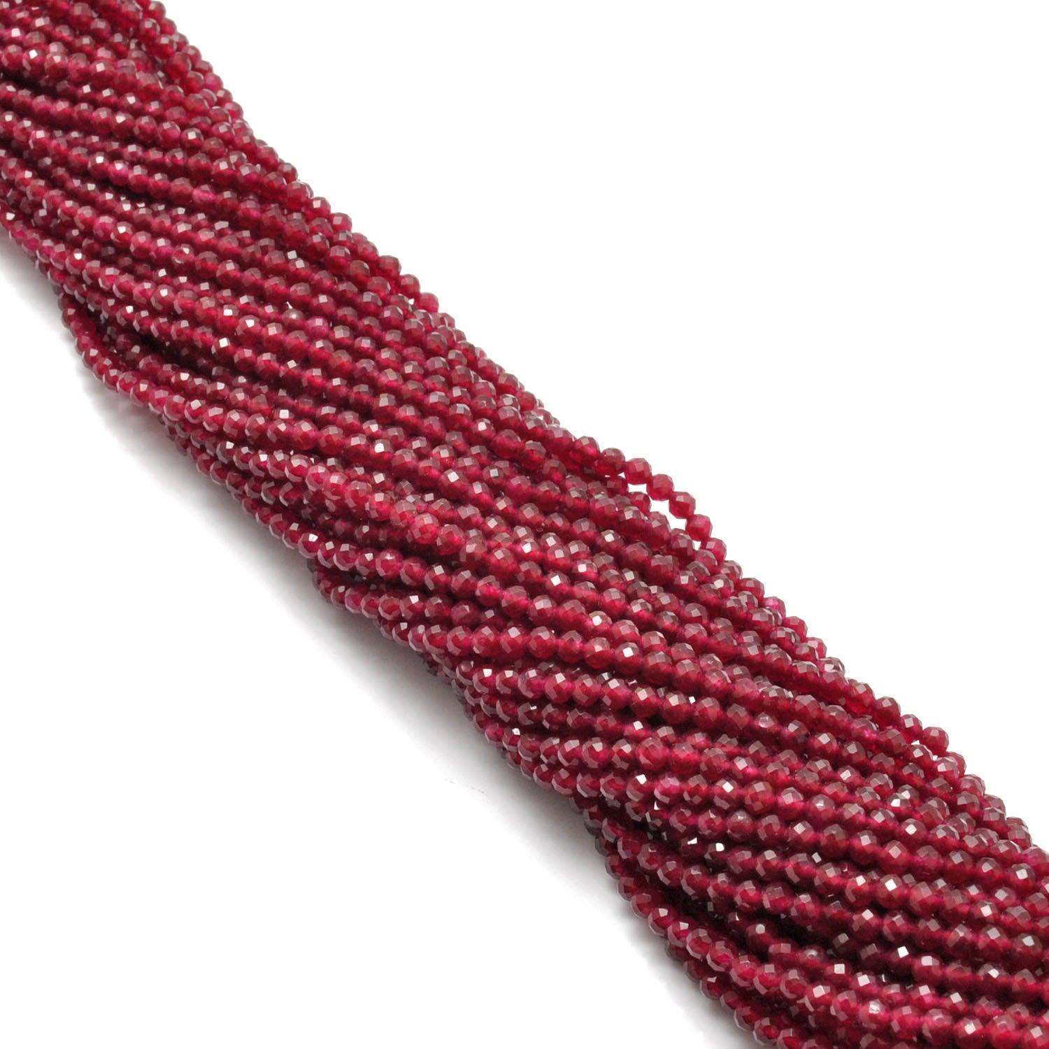 Red Ruby Quartz Round Faceted Gemstone Beads 13.5" Strand - Kanika Creations