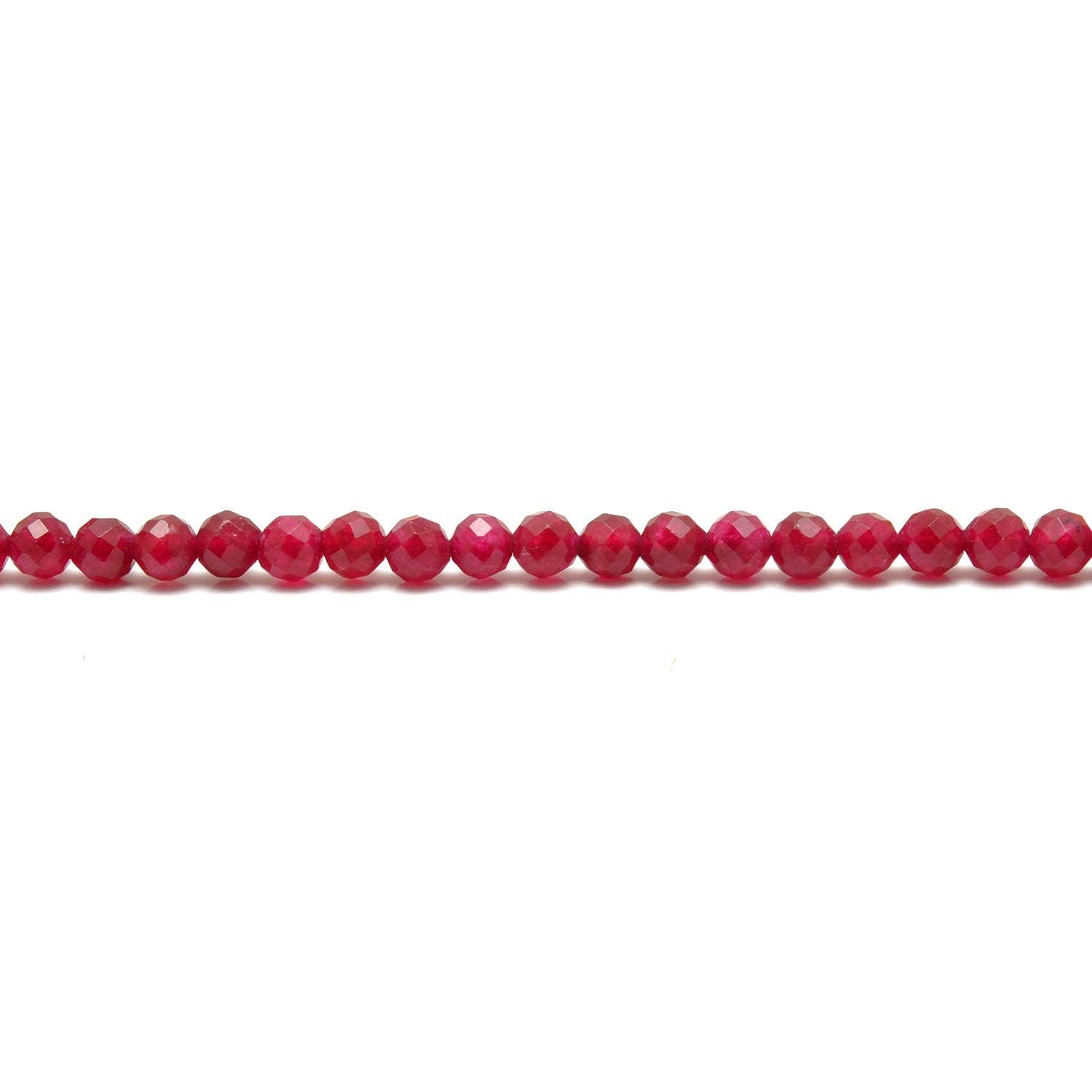 Red Ruby Quartz Round Faceted Gemstone Beads 13.5" Strand - Kanika Creations