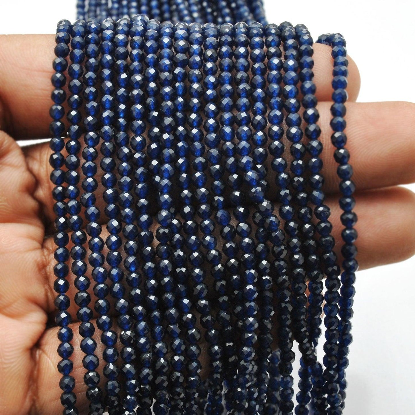 Blue Quartz Round Faceted Gemstone Beads 13.5" Strand - Kanika Creations