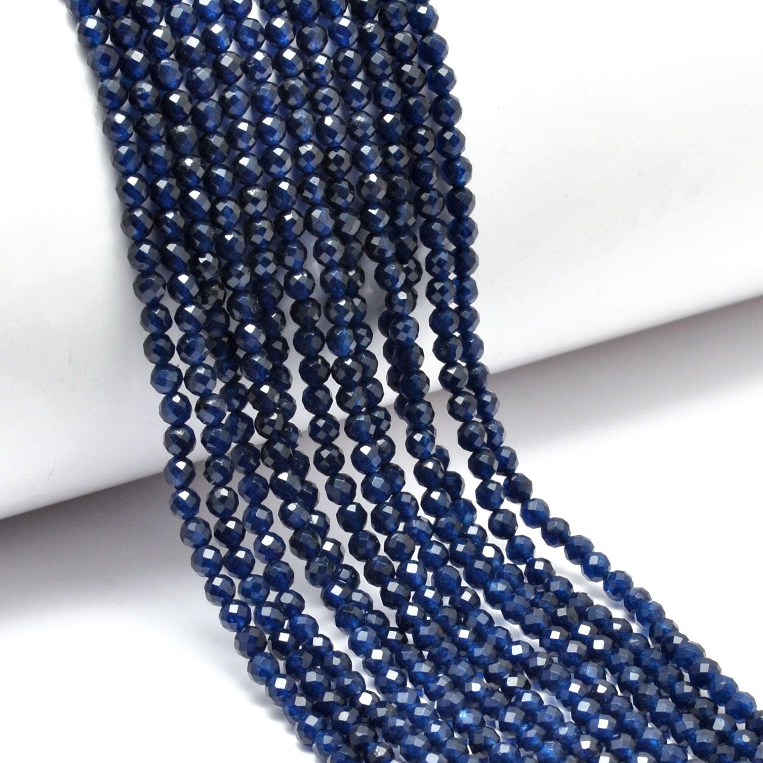 Blue Quartz Round Faceted Gemstone Beads 13.5" Strand - Kanika Creations