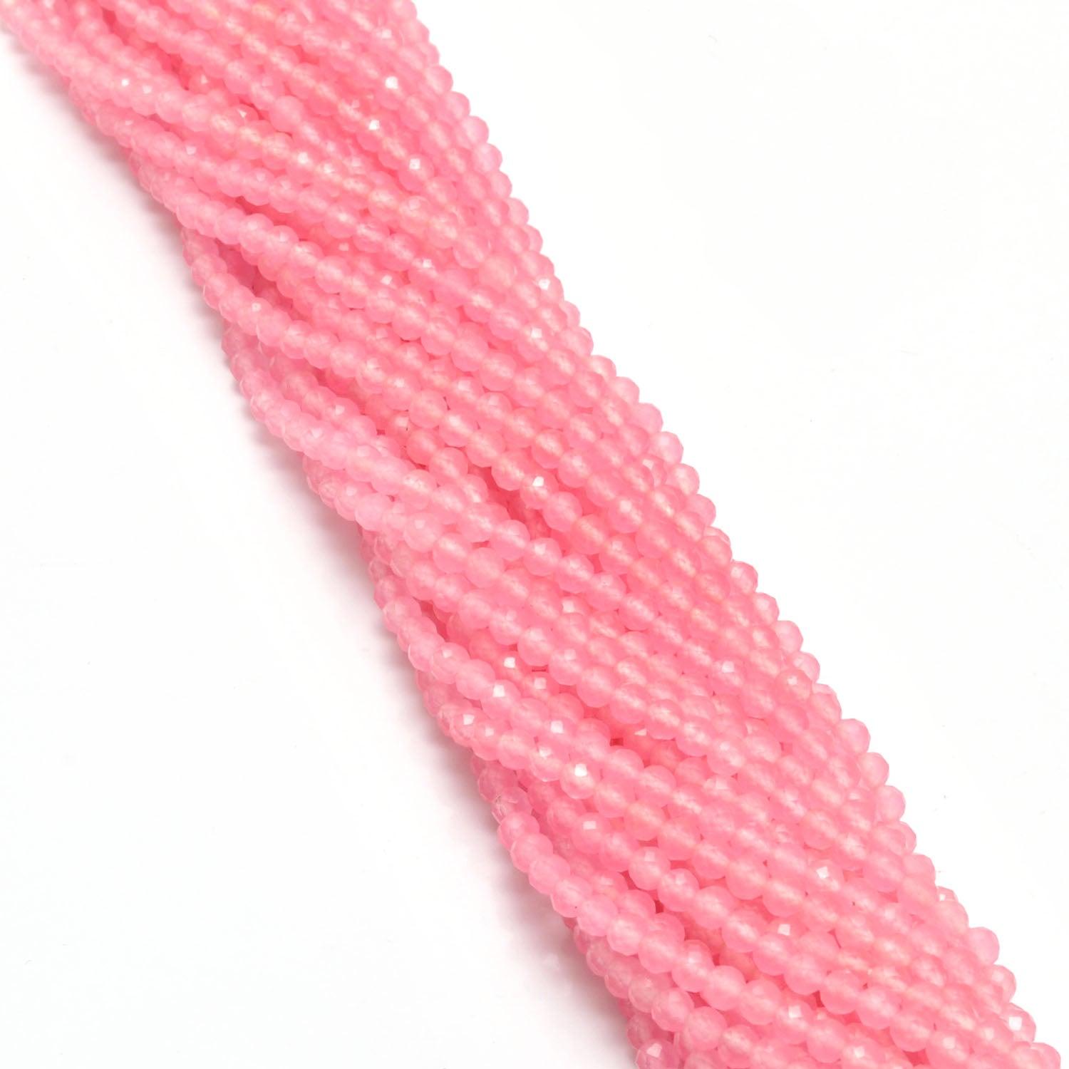 Rose Quartz Faceted Round Gemstone Beads 13.5" Strand - Kanika Creations
