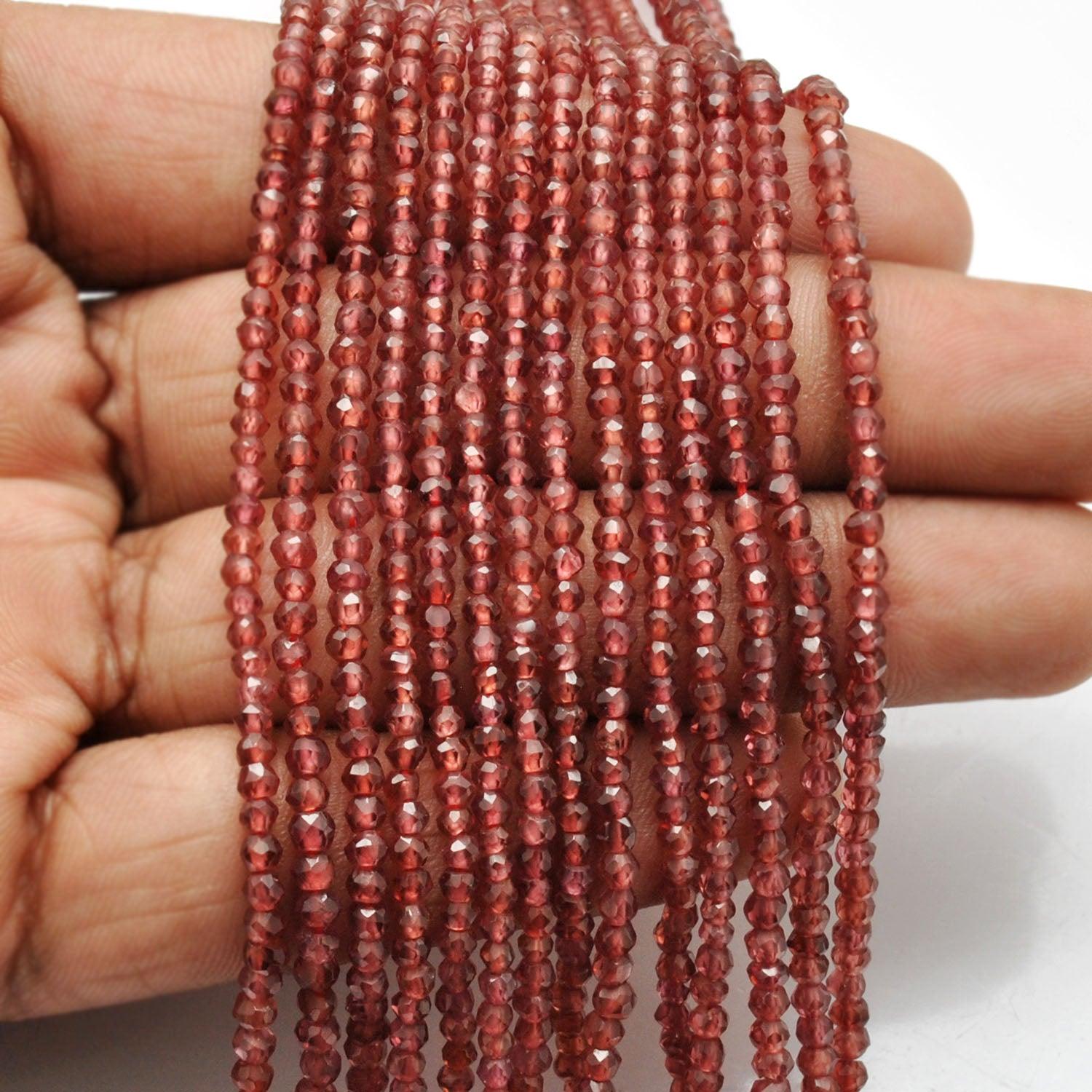 Natural Garnet Faceted Rondelle Gemstone Beads 12" Strand - Kanika Creations
