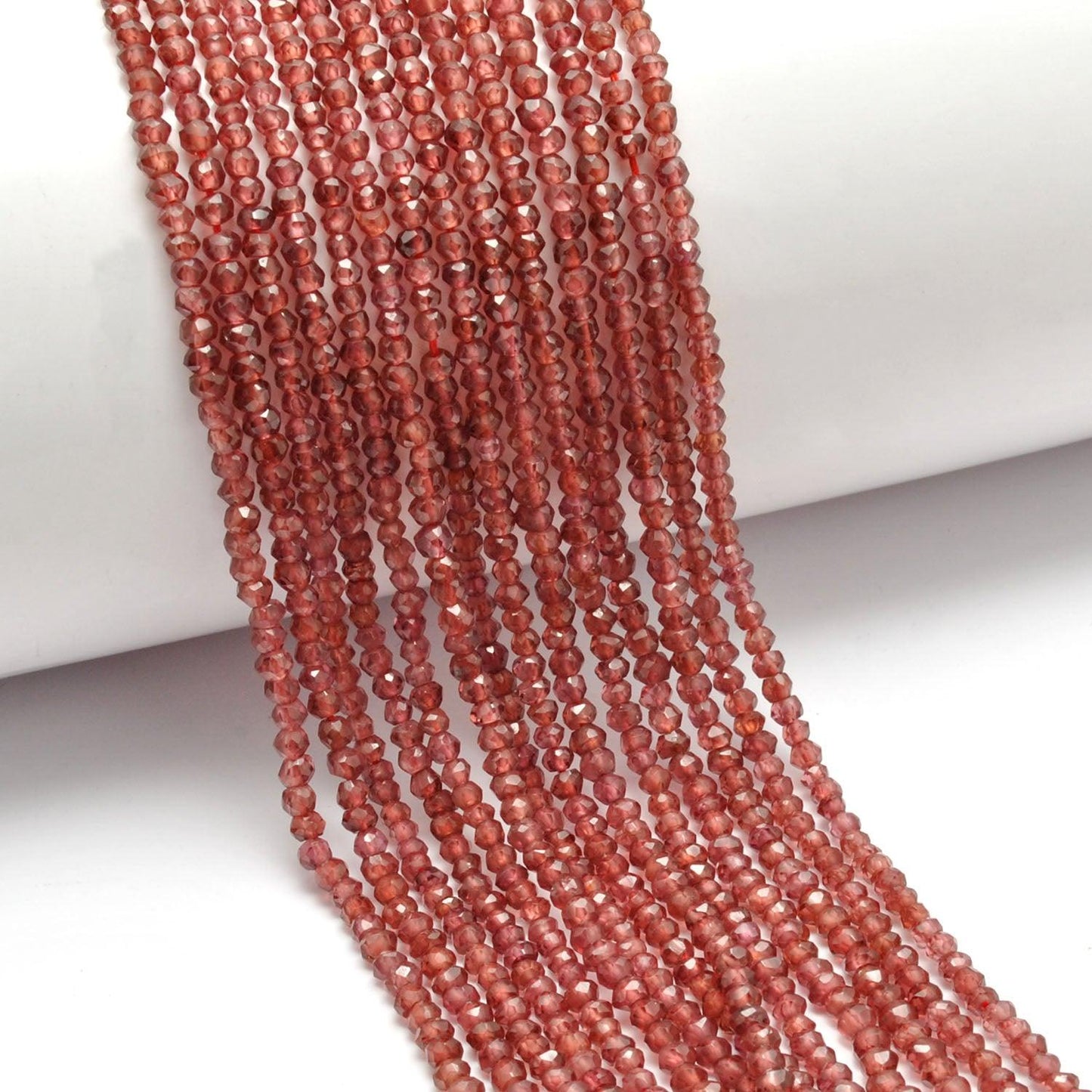 Natural Garnet Faceted Rondelle Gemstone Beads 12" Strand - Kanika Creations