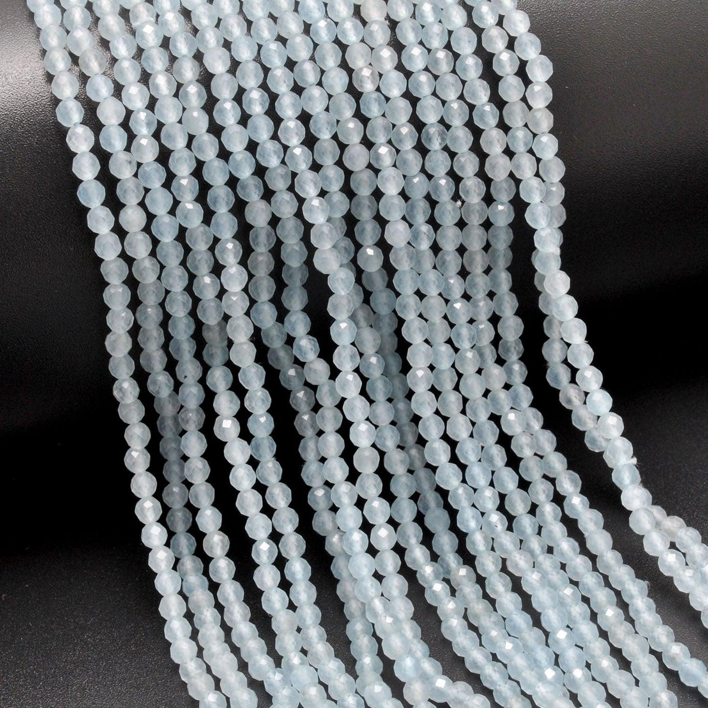Light Blue Quartz Faceted Round Gemstone Beads 13.5" Strand - Kanika Creations