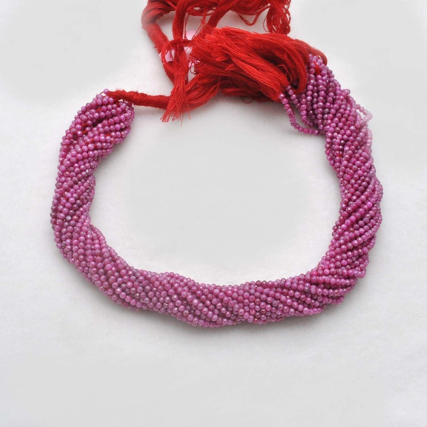 Red Moonstone Round Faceted Gemstone Beads 12.5" Strand