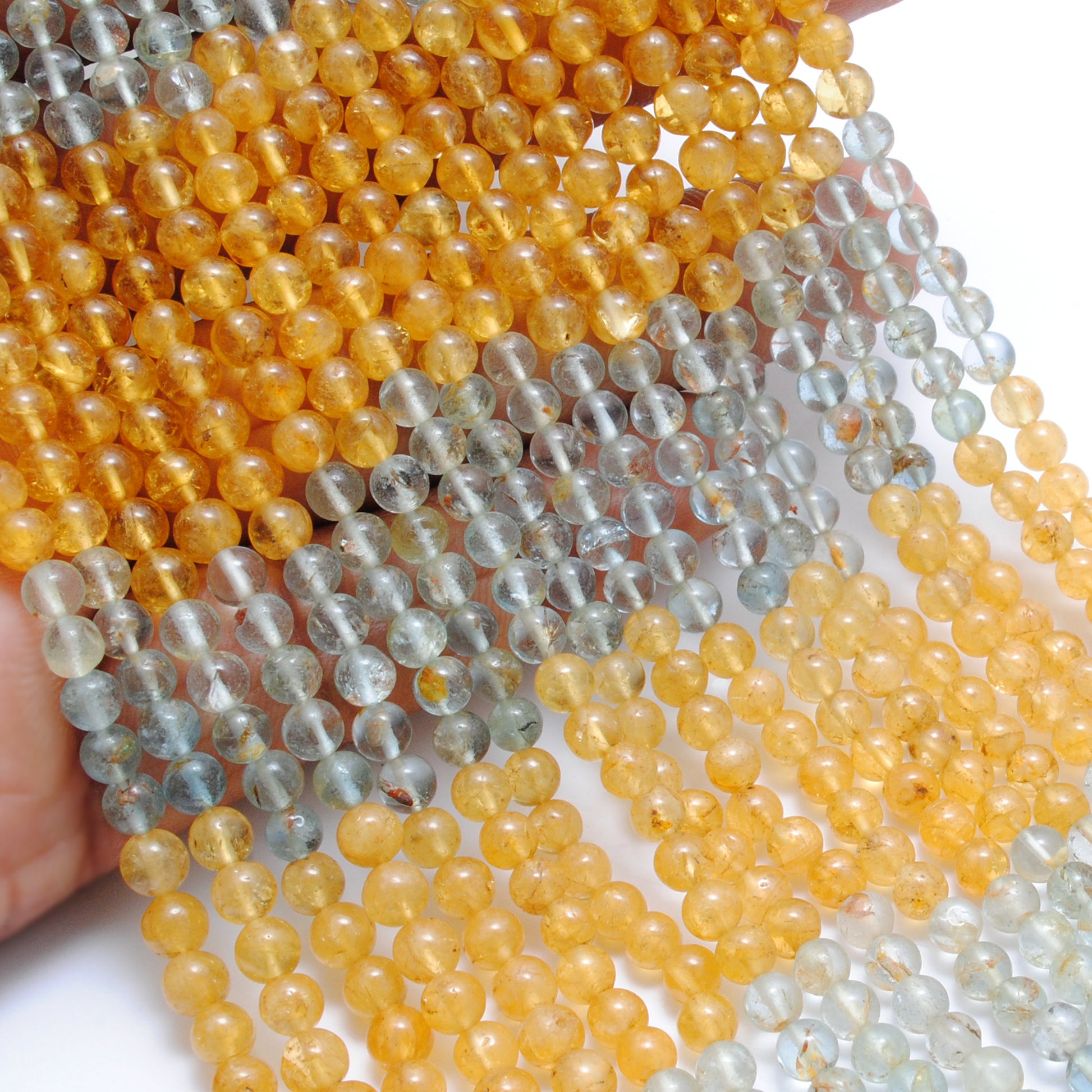 Natural Aquamarine Gemstone Beads, 4.5–5mm Round, 15" Strand for Jewelry – Kanika Creations - Kanika Creations