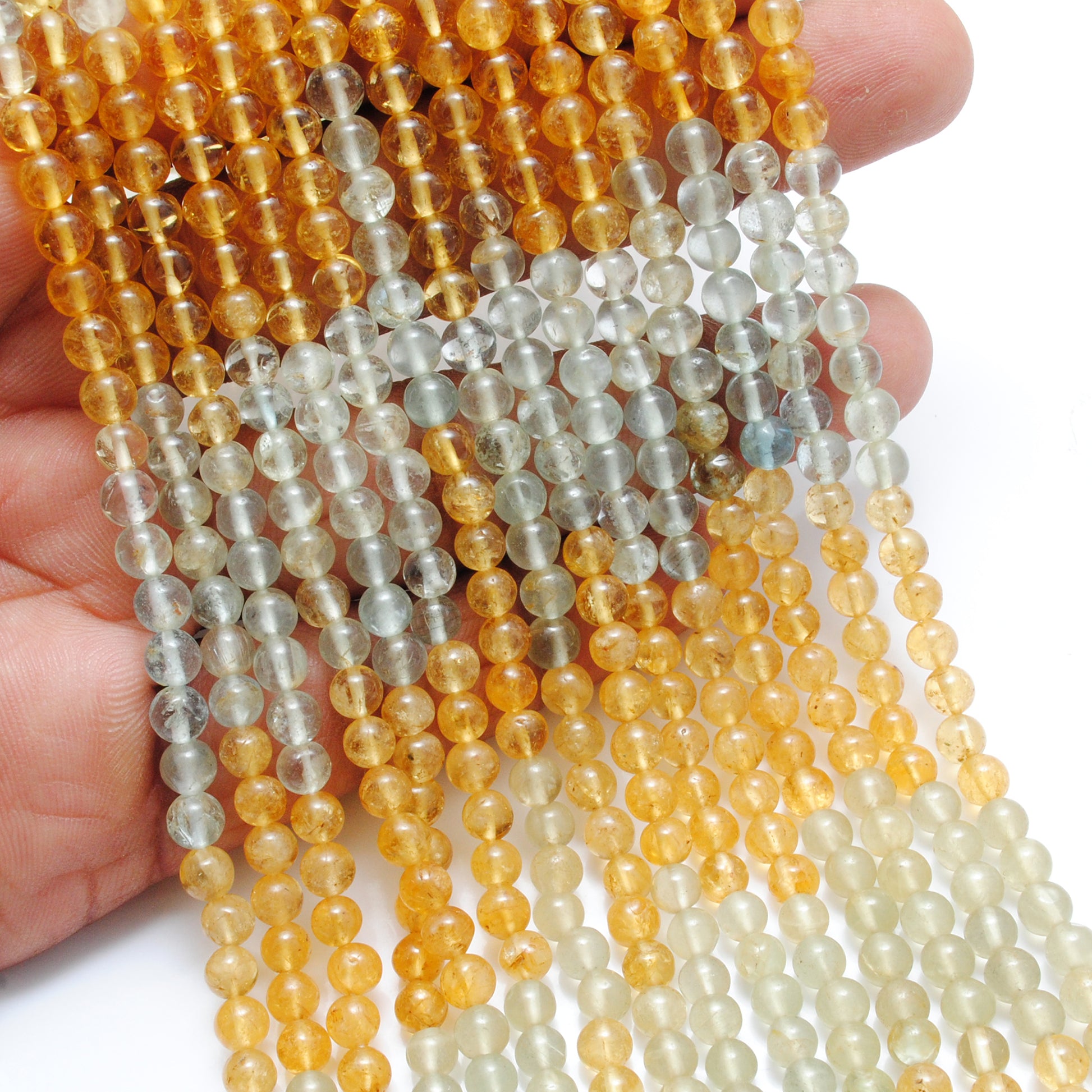 Natural Aquamarine Gemstone Beads, 4.5–5mm Round, 15" Strand for Jewelry – Kanika Creations - Kanika Creations