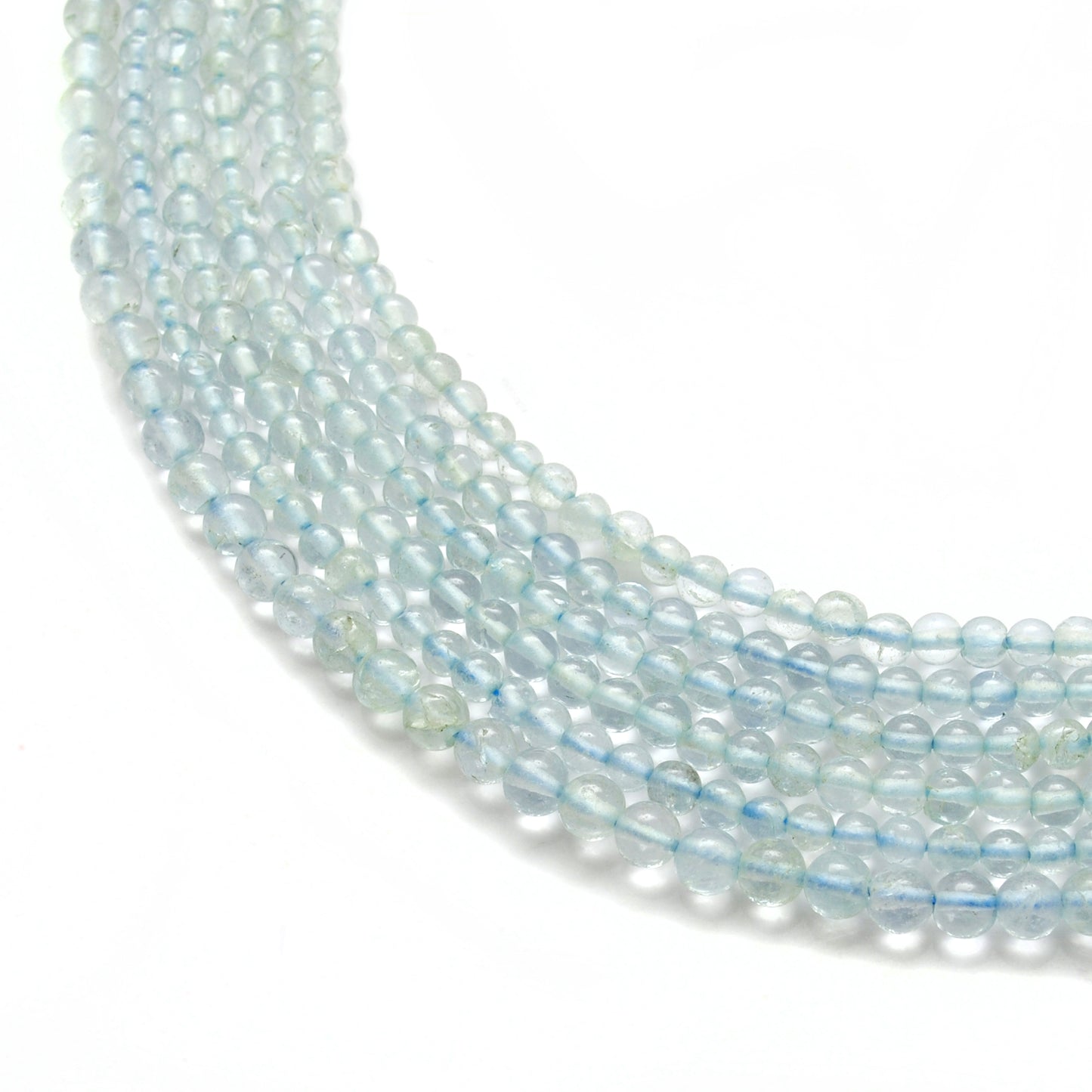 3-3.5 mm Natural Aquamarine Round Gemstone Beads – 15.5" Strand – DIY Jewelry Making - Kanika Creations