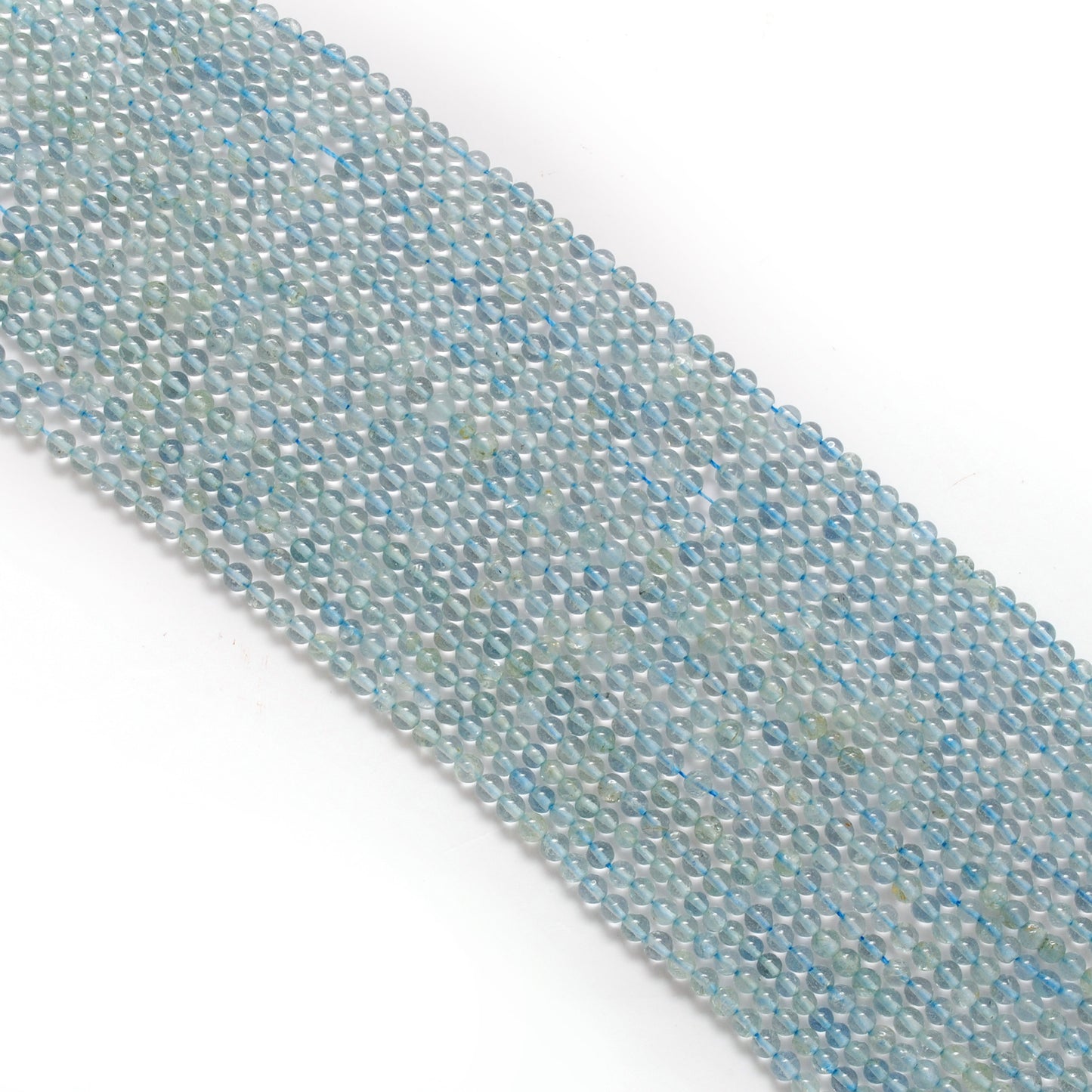 3-3.5 mm Natural Aquamarine Round Gemstone Beads – 15.5" Strand – DIY Jewelry Making - Kanika Creations