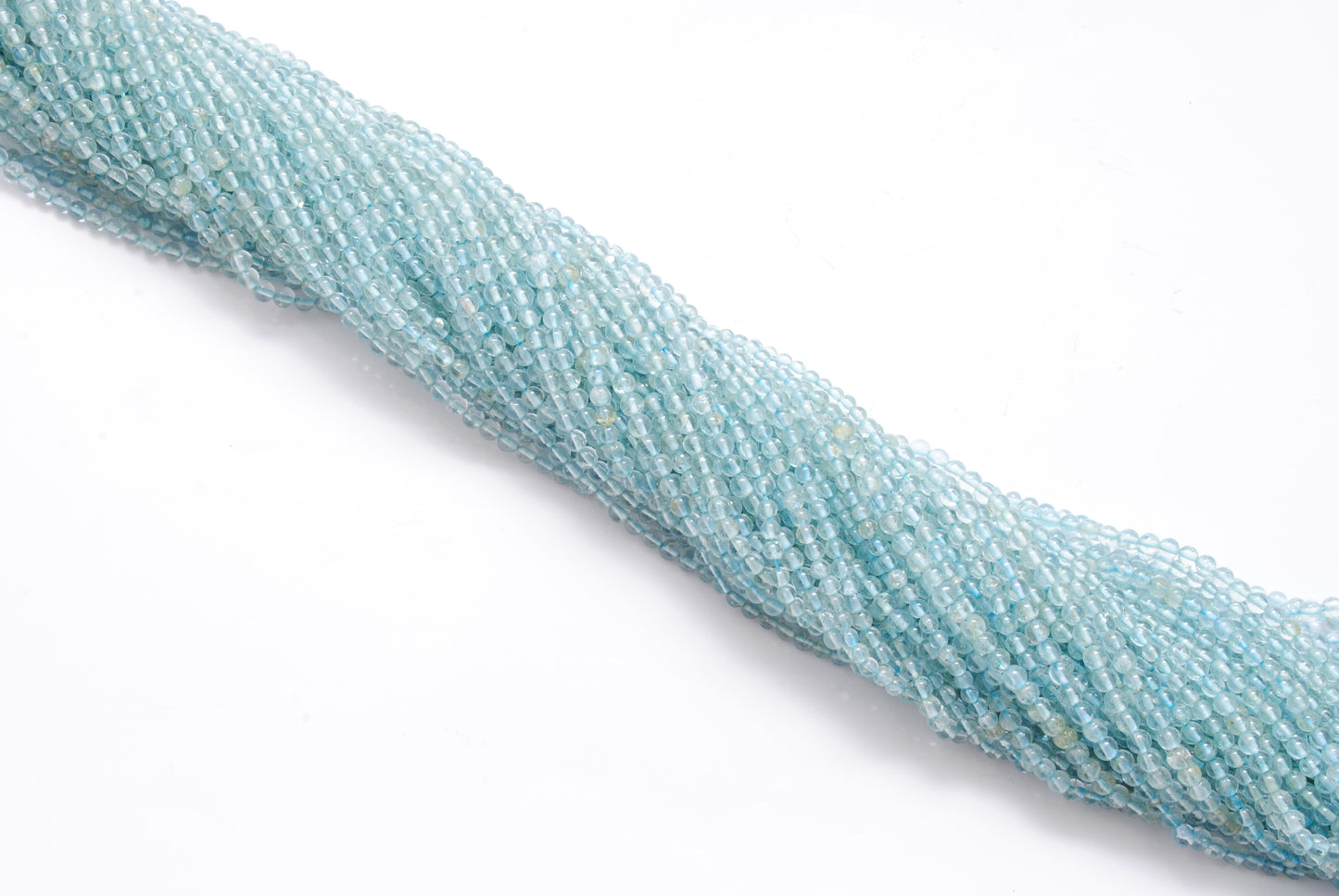 3-3.5 mm Natural Aquamarine Round Gemstone Beads – 15.5" Strand – DIY Jewelry Making - Kanika Creations