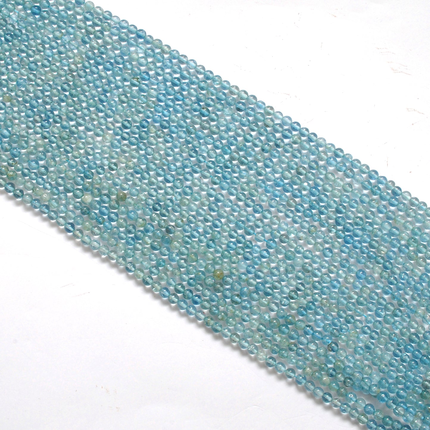 3-3.5 mm Natural Aquamarine Round Gemstone Beads – 15.5" Strand – DIY Jewelry Making - Kanika Creations