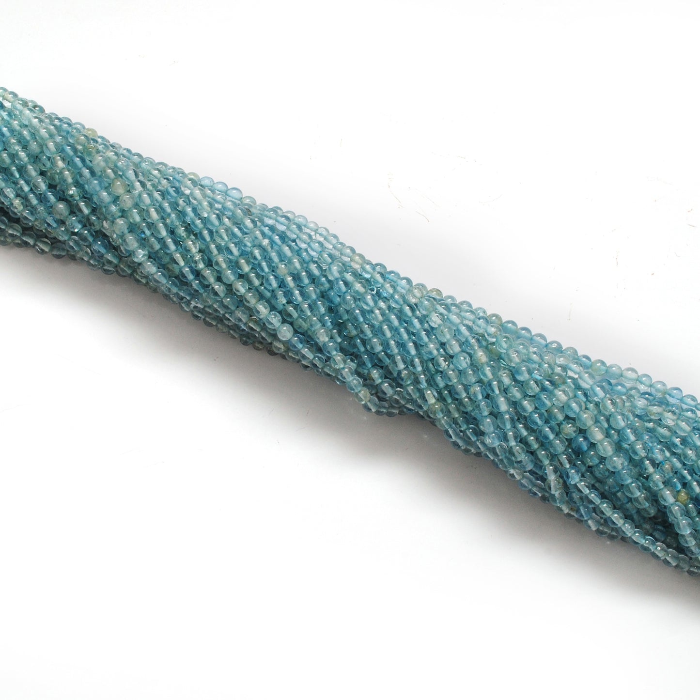 3-3.5 mm Natural Aquamarine Round Gemstone Beads – 15.5" Strand – DIY Jewelry Making - Kanika Creations