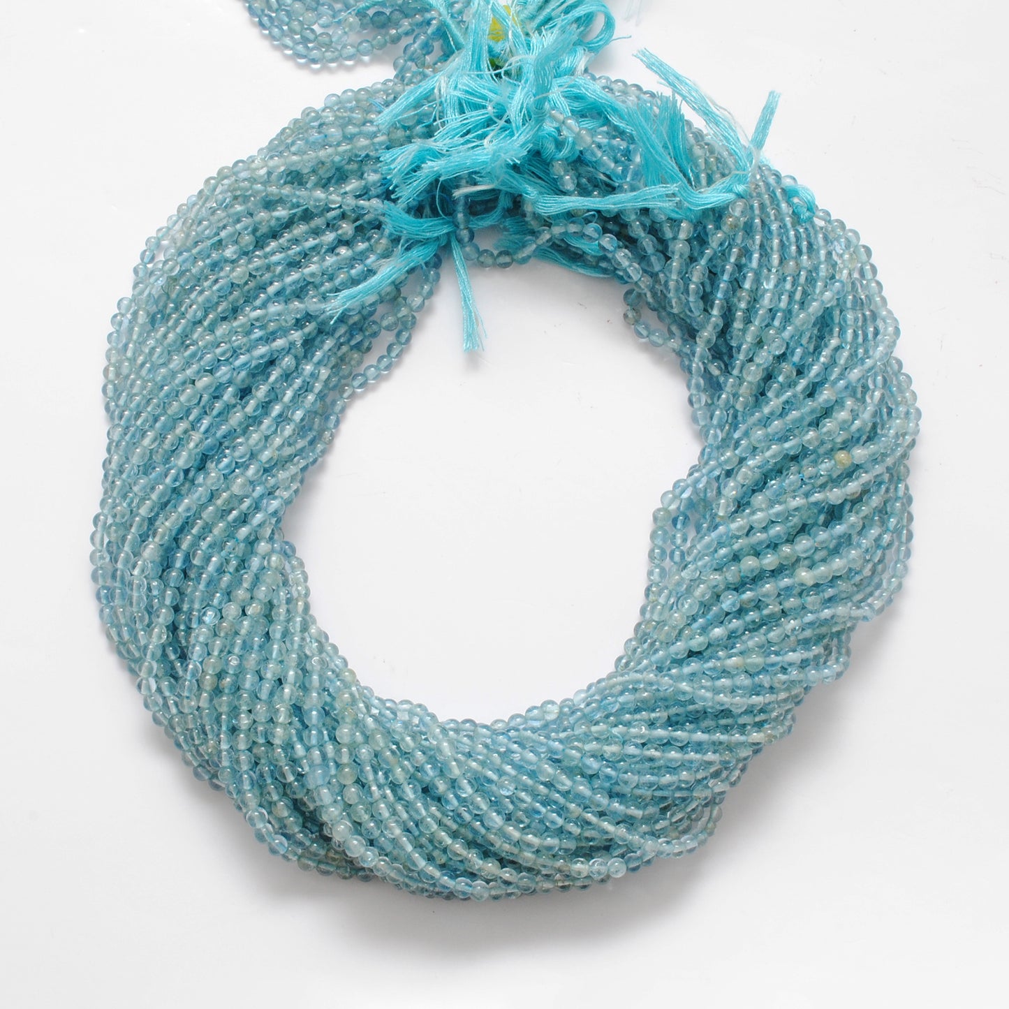 3-3.5 mm Natural Aquamarine Round Gemstone Beads – 15.5" Strand – DIY Jewelry Making - Kanika Creations