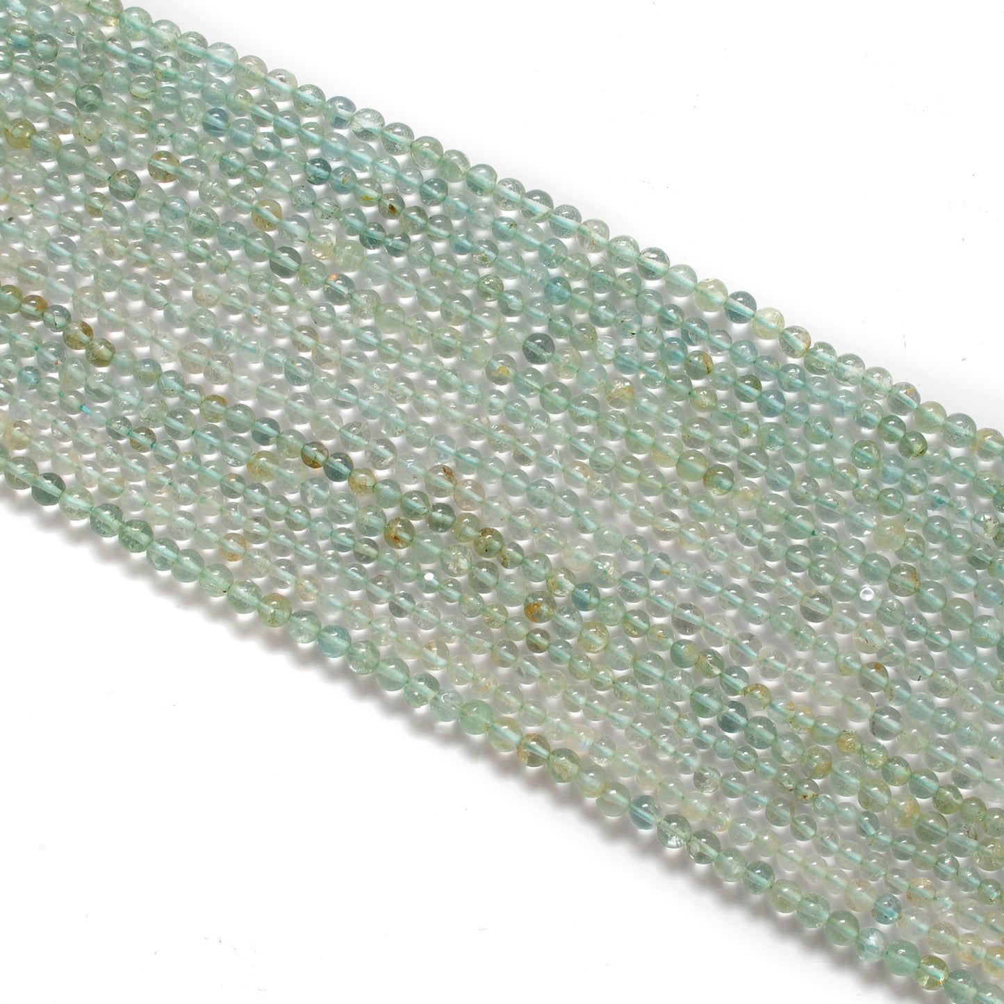 3-3.5 mm Natural Aquamarine Round Gemstone Beads – 15.5" Strand – DIY Jewelry Making - Kanika Creations