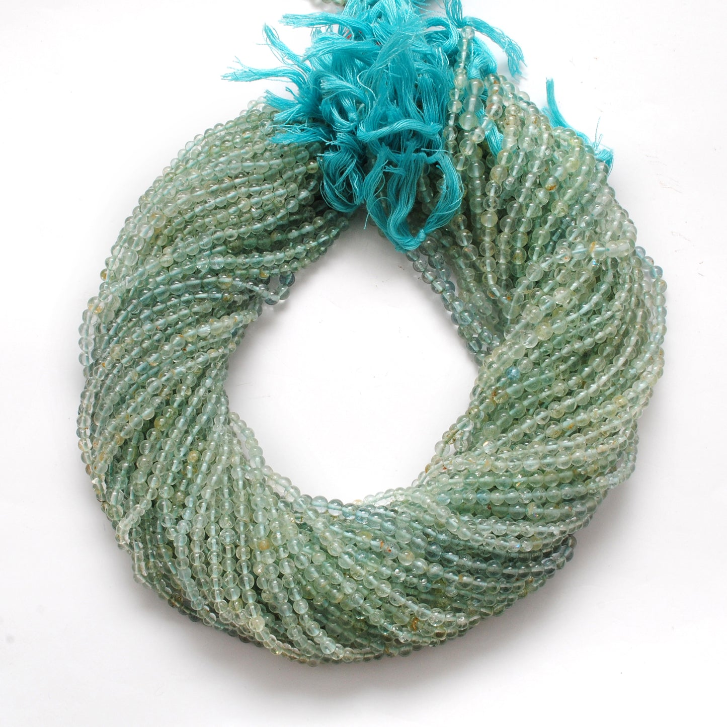 3-3.5 mm Natural Aquamarine Round Gemstone Beads – 15.5" Strand – DIY Jewelry Making - Kanika Creations