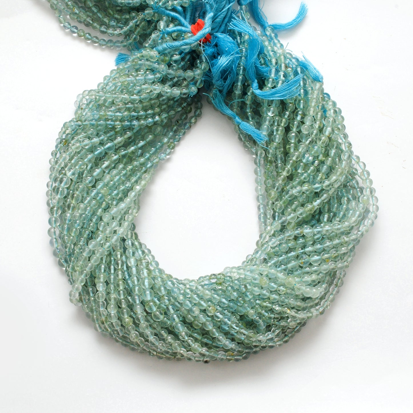 Natural Aquamarine Round Gemstone Beads, 4-5mm – 15" Strand – Handmade Jewelry - Kanika Creations