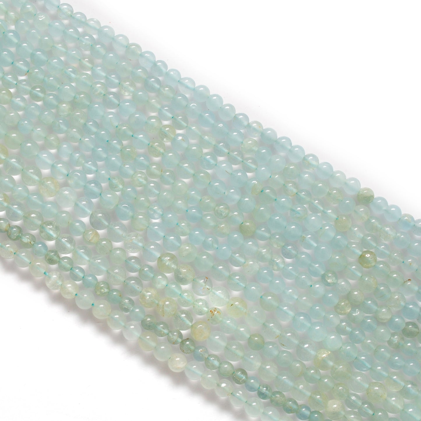 Natural Aquamarine Round Gemstone Beads, 4-5mm – 15" Strand – Handmade Jewelry - Kanika Creations