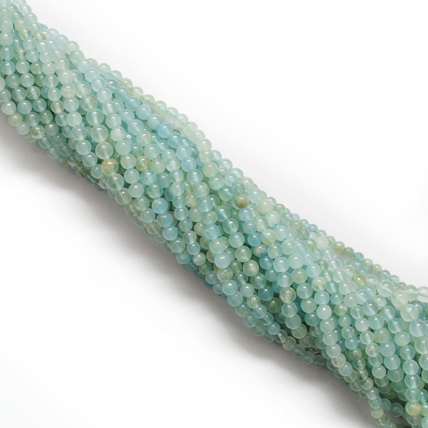 Natural Aquamarine Round Gemstone Beads, 4-5mm – 15" Strand – Handmade Jewelry - Kanika Creations