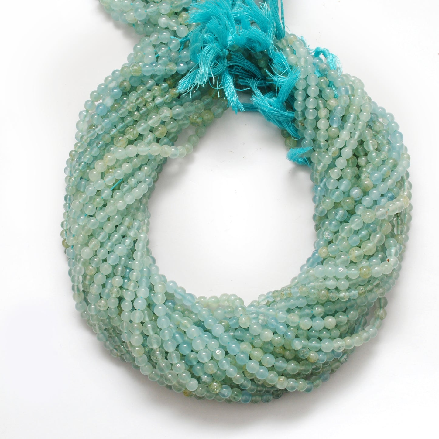 Natural Aquamarine Round Gemstone Beads, 4-5mm – 15" Strand – Handmade Jewelry - Kanika Creations
