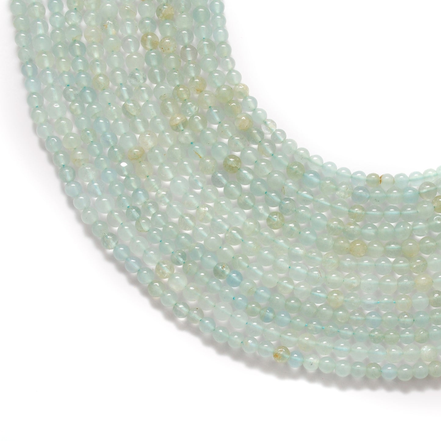 Natural Aquamarine Round Gemstone Beads, 4-5mm – 15" Strand – Handmade Jewelry - Kanika Creations