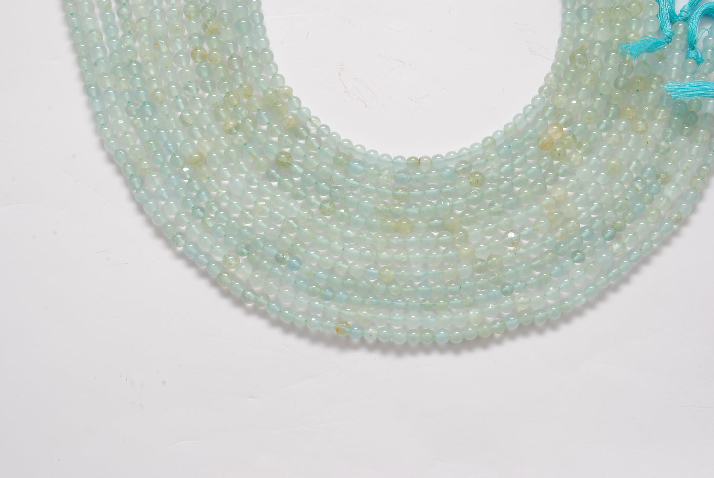 Natural Aquamarine Round Gemstone Beads, 4-5mm – 15" Strand – Handmade Jewelry - Kanika Creations