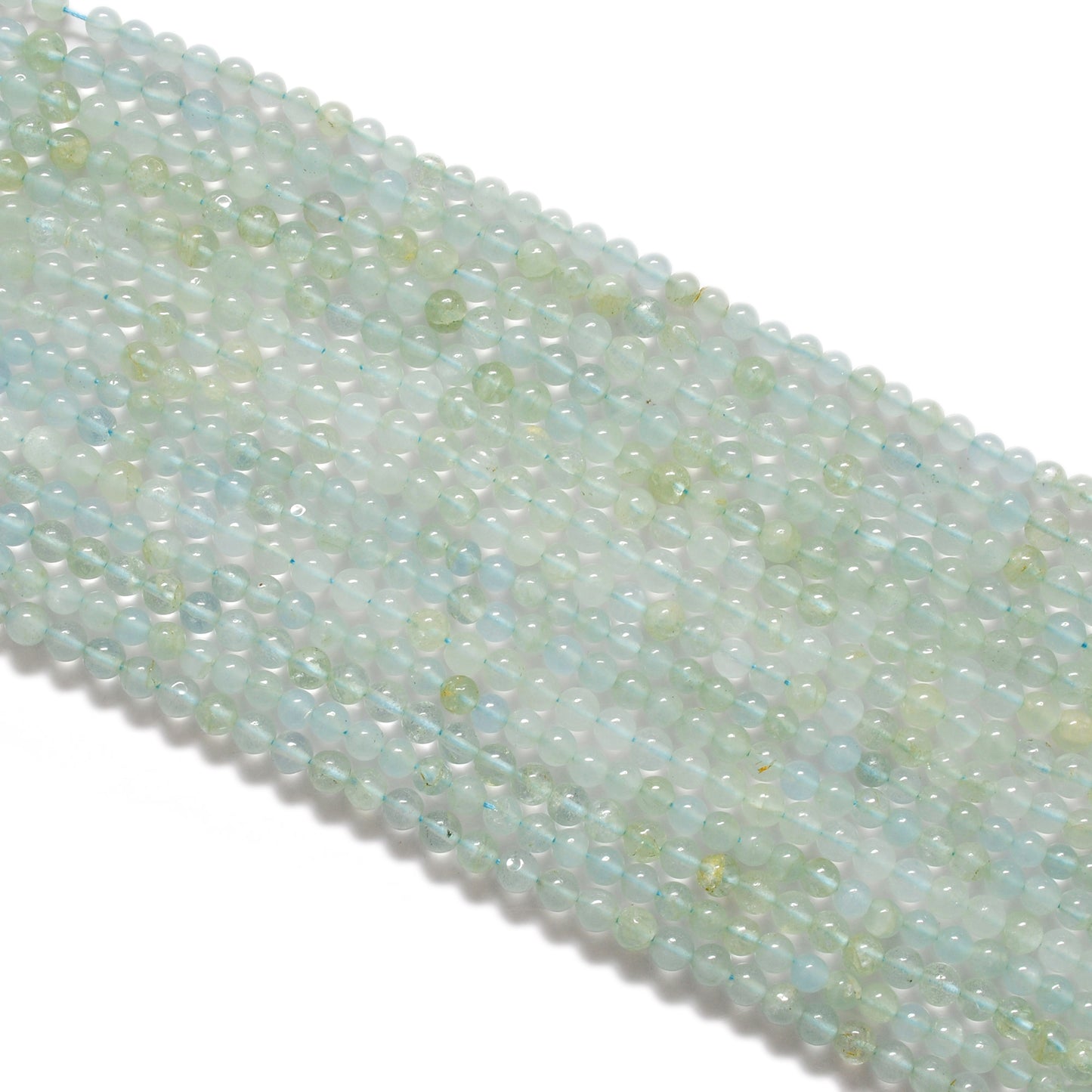 Natural Aquamarine Round Gemstone Beads, 4-5mm – 15" Strand – Handmade Jewelry - Kanika Creations