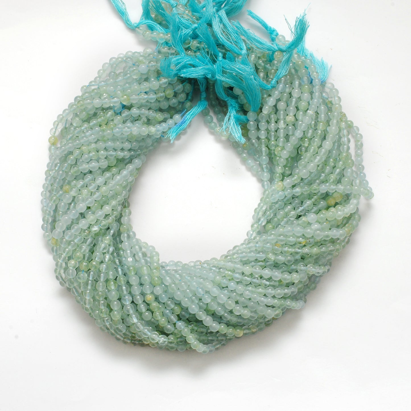 Natural Aquamarine Round Gemstone Beads, 4-5mm – 15" Strand – Handmade Jewelry - Kanika Creations