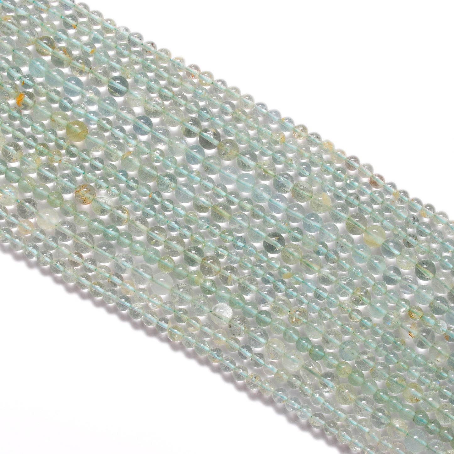 Natural Aquamarine Round Gemstone Beads, 4-5mm – 15" Strand – Handmade Jewelry - Kanika Creations