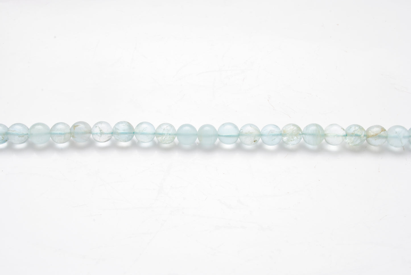 7-9mm Natural Aquamarine Smooth Round Beads - 15" Strand - Healing Crystal Gemstone Strand - Kanika Creations