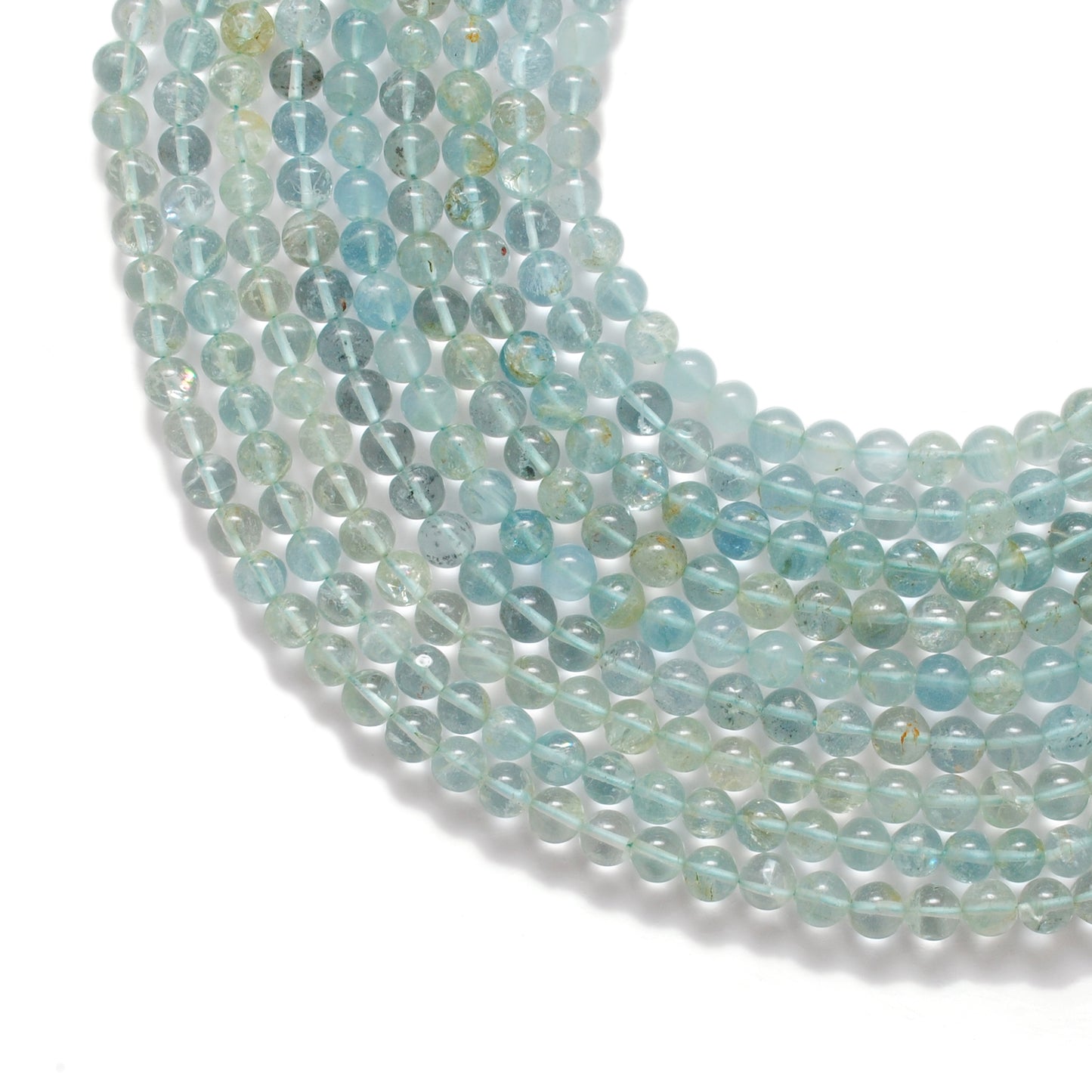 7-9mm Natural Aquamarine Smooth Round Beads - 15" Strand - Healing Crystal Gemstone Strand - Kanika Creations