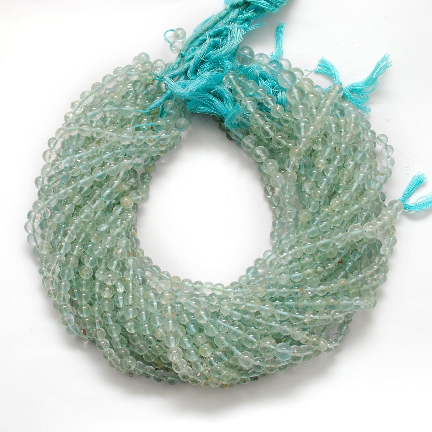 Premium Natural Aquamarine Beads – 6-6.5mm Round – 15" Strand for Jewelry Designers - Kanika Creations