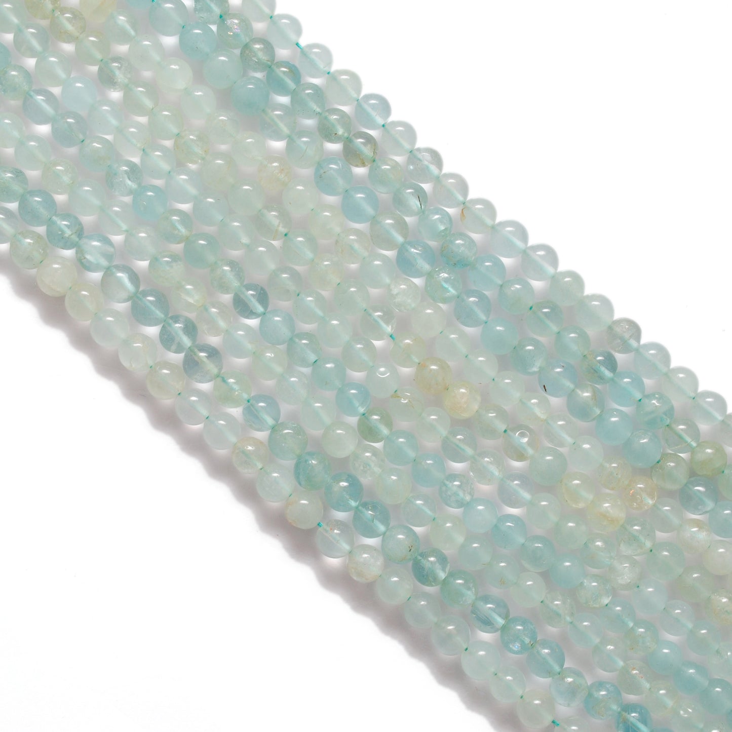 Premium Natural Aquamarine Beads – 6-6.5mm Round – 15" Strand for Jewelry Designers - Kanika Creations
