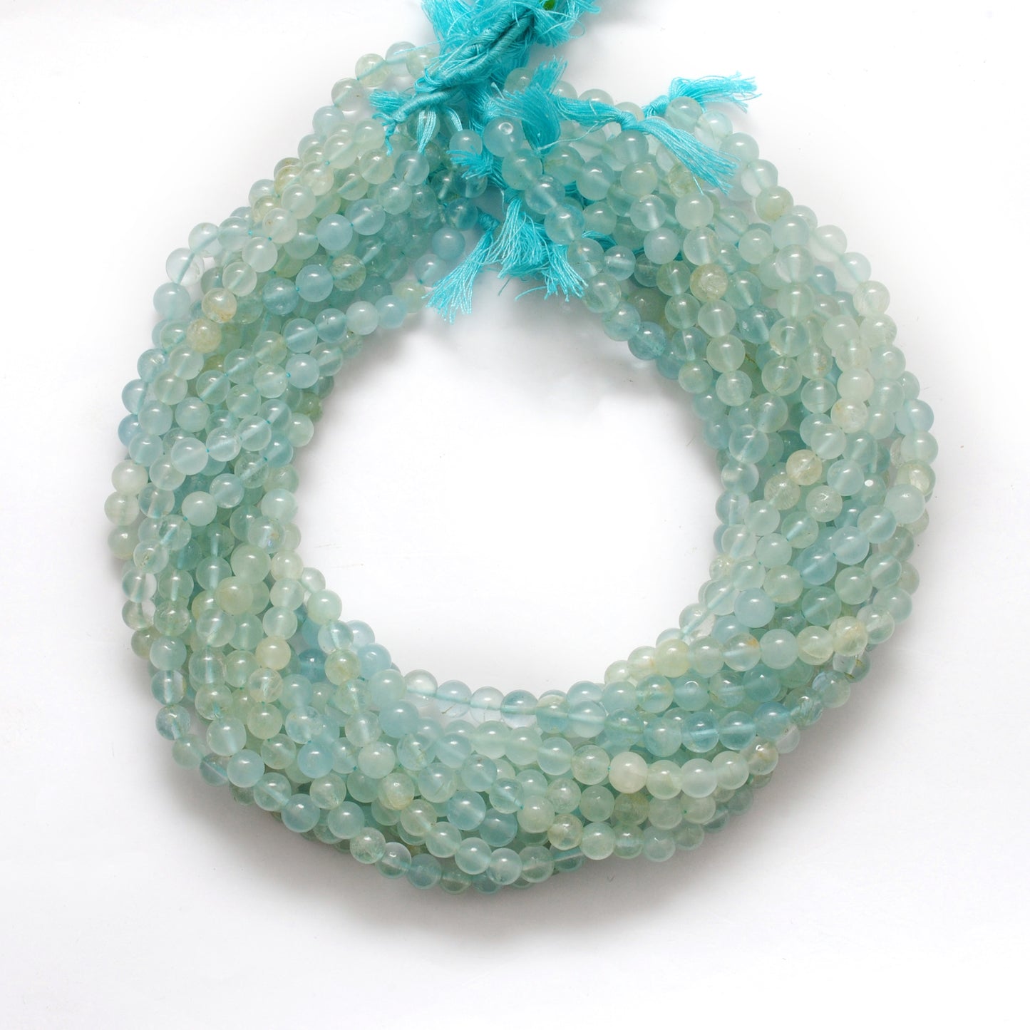 Premium Natural Aquamarine Beads – 6-6.5mm Round – 15" Strand for Jewelry Designers - Kanika Creations