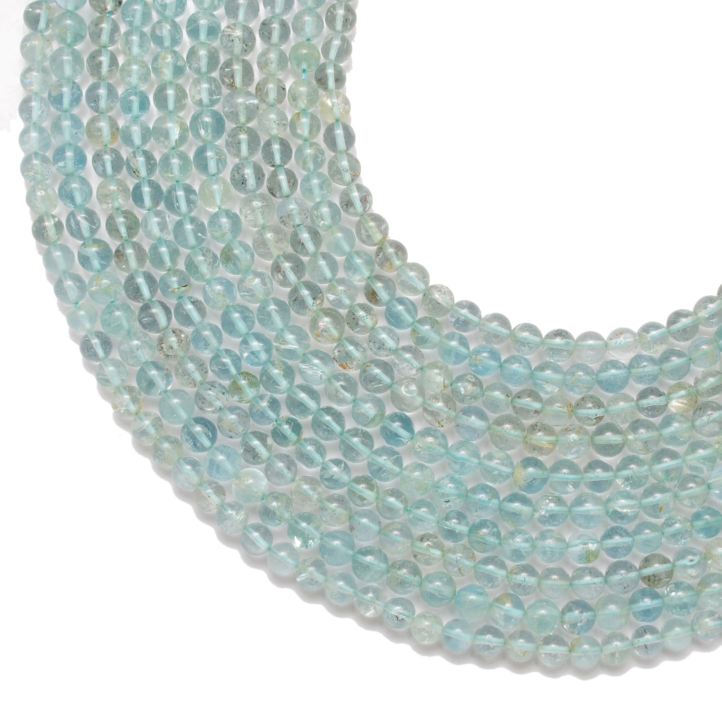 Premium Natural Aquamarine Beads – 6-6.5mm Round – 15" Strand for Jewelry Designers - Kanika Creations