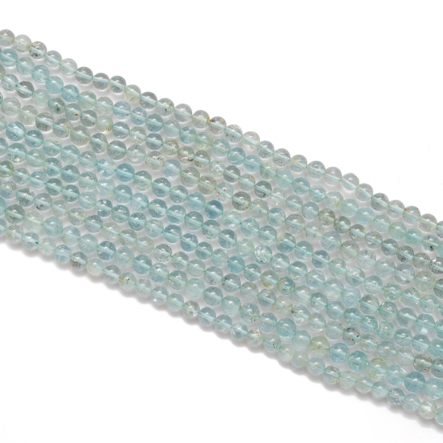 Premium Natural Aquamarine Beads – 6-6.5mm Round – 15" Strand for Jewelry Designers - Kanika Creations