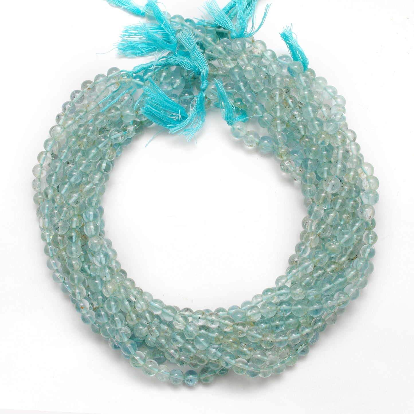 Premium Natural Aquamarine Beads – 6-6.5mm Round – 15" Strand for Jewelry Designers - Kanika Creations