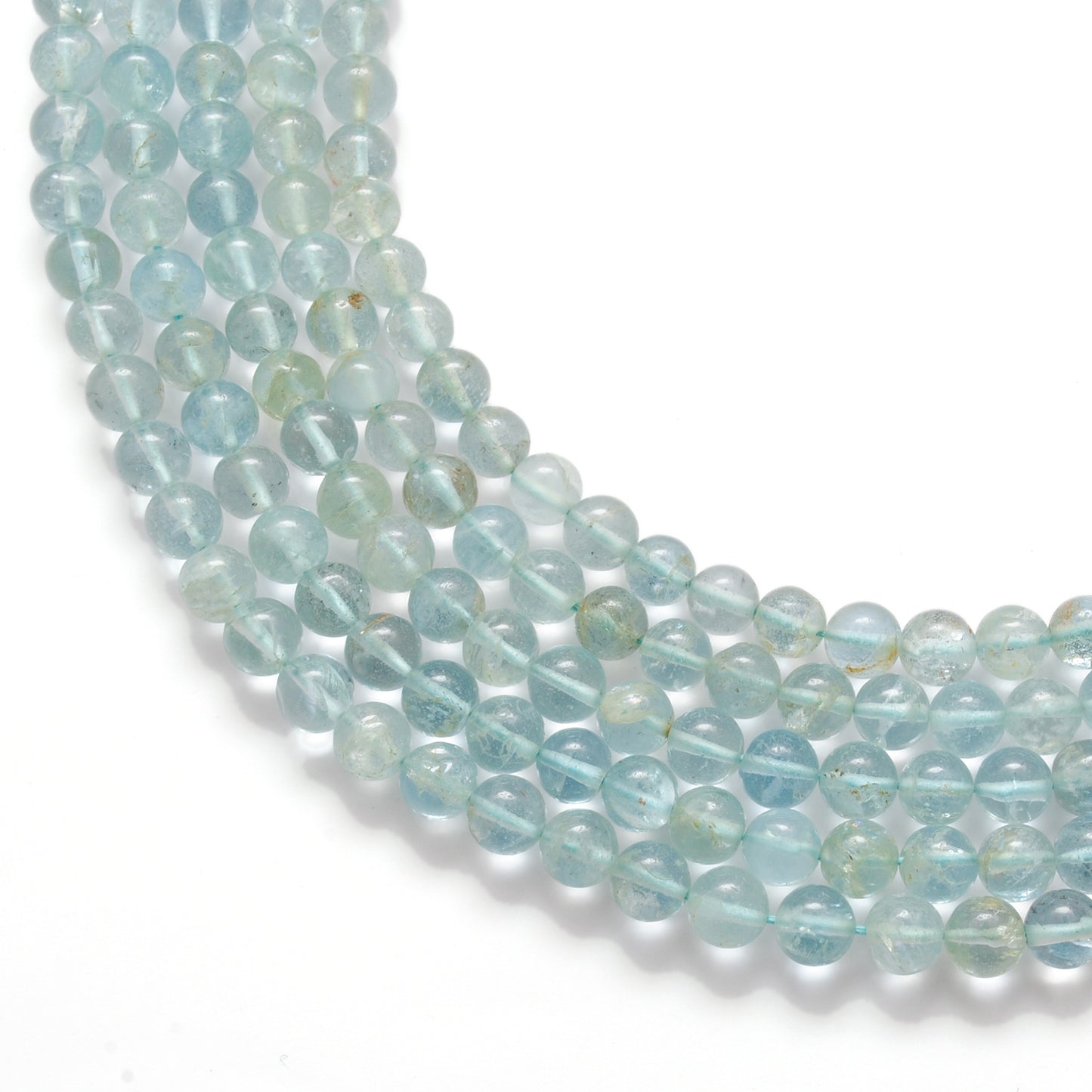 Premium Natural Aquamarine Beads – 6-6.5mm Round – 15" Strand for Jewelry Designers - Kanika Creations