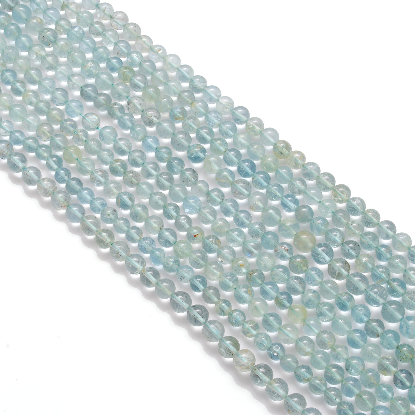Premium Natural Aquamarine Beads – 6-6.5mm Round – 15" Strand for Jewelry Designers - Kanika Creations