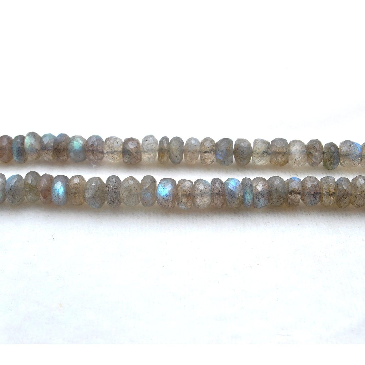 Natural Fire Labradorite Rondelle Gemstone Beads 10.5 inch Strand - Kanika Creations