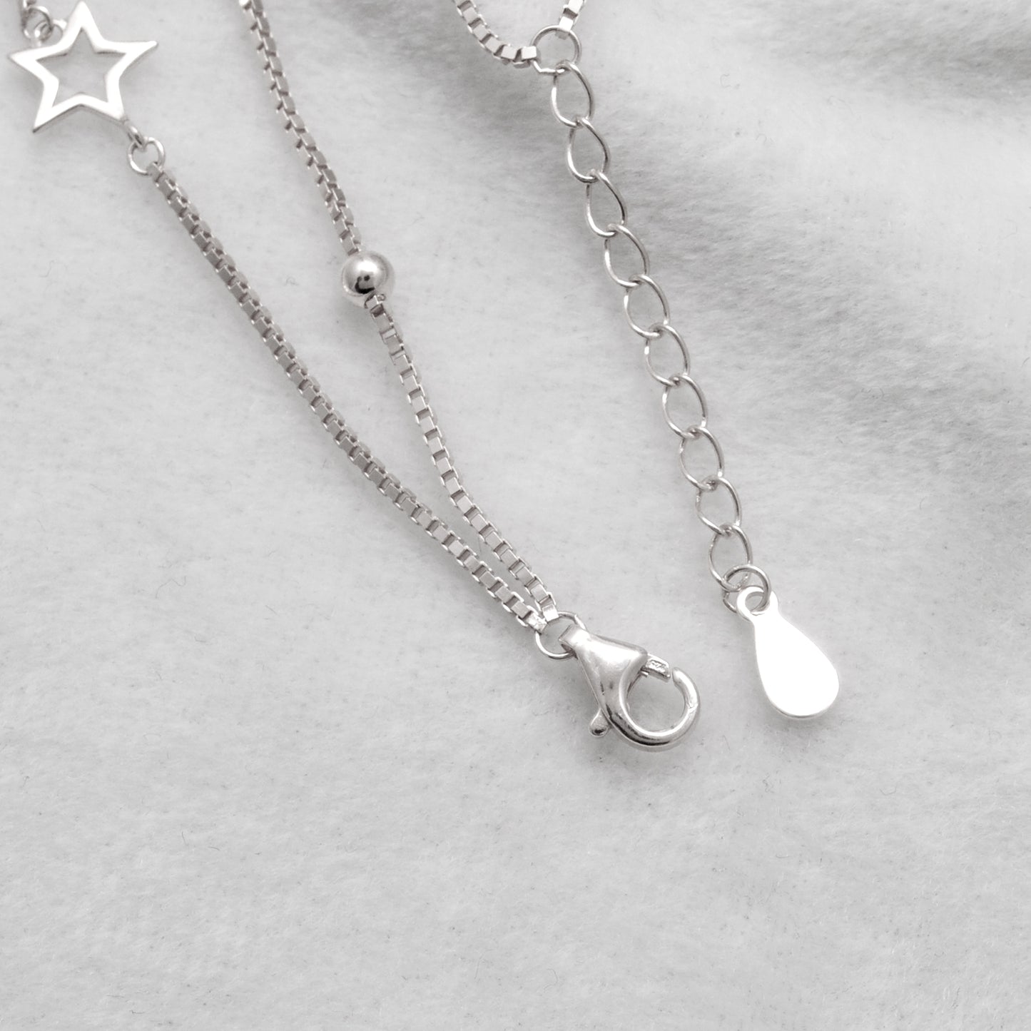 925 Sterling Silver Star and Moon Dainty Bracelet – 8 Inch, Rose Gold & Silver Finish - Kanika Creations