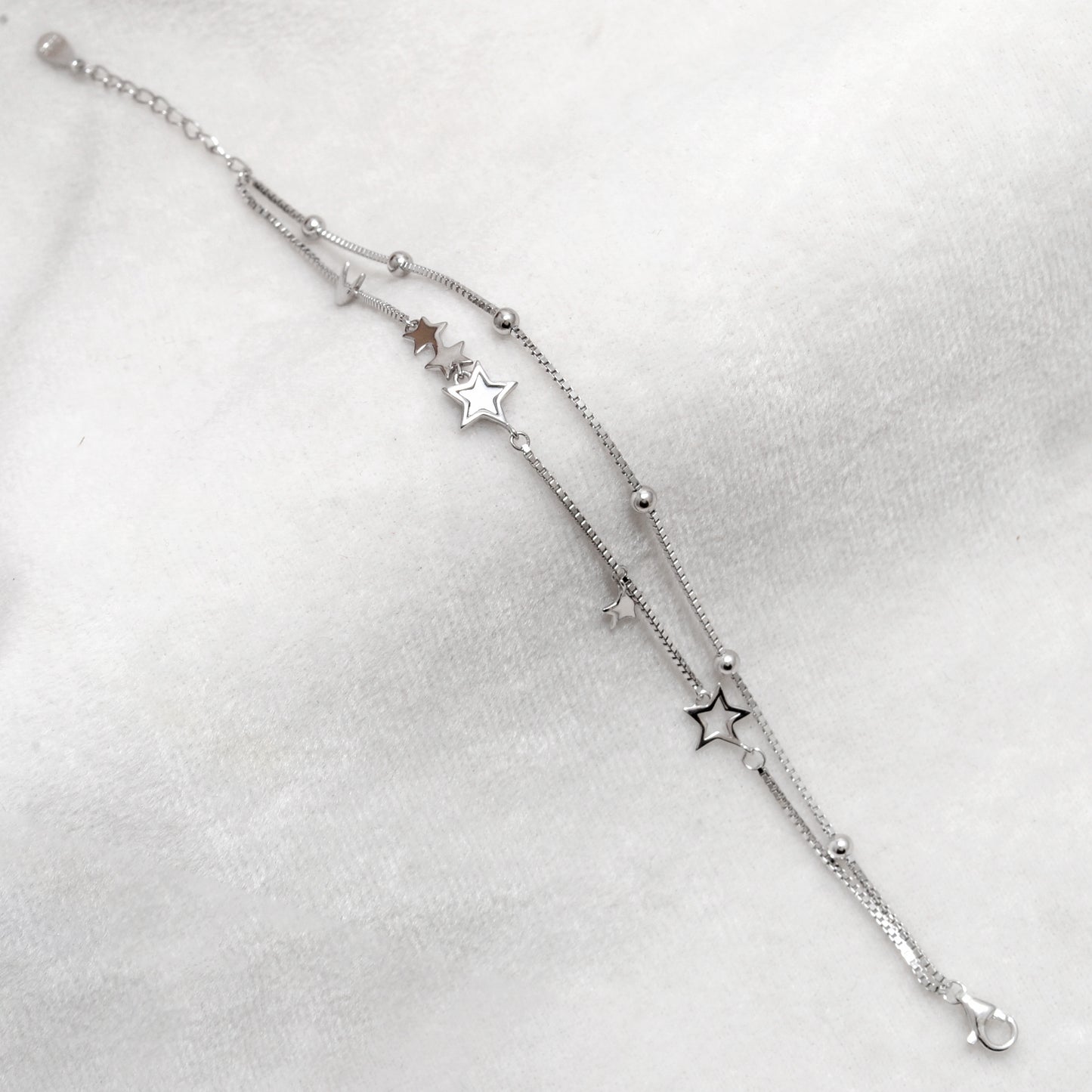 925 Sterling Silver Star and Moon Dainty Bracelet – 8 Inch, Rose Gold & Silver Finish - Kanika Creations
