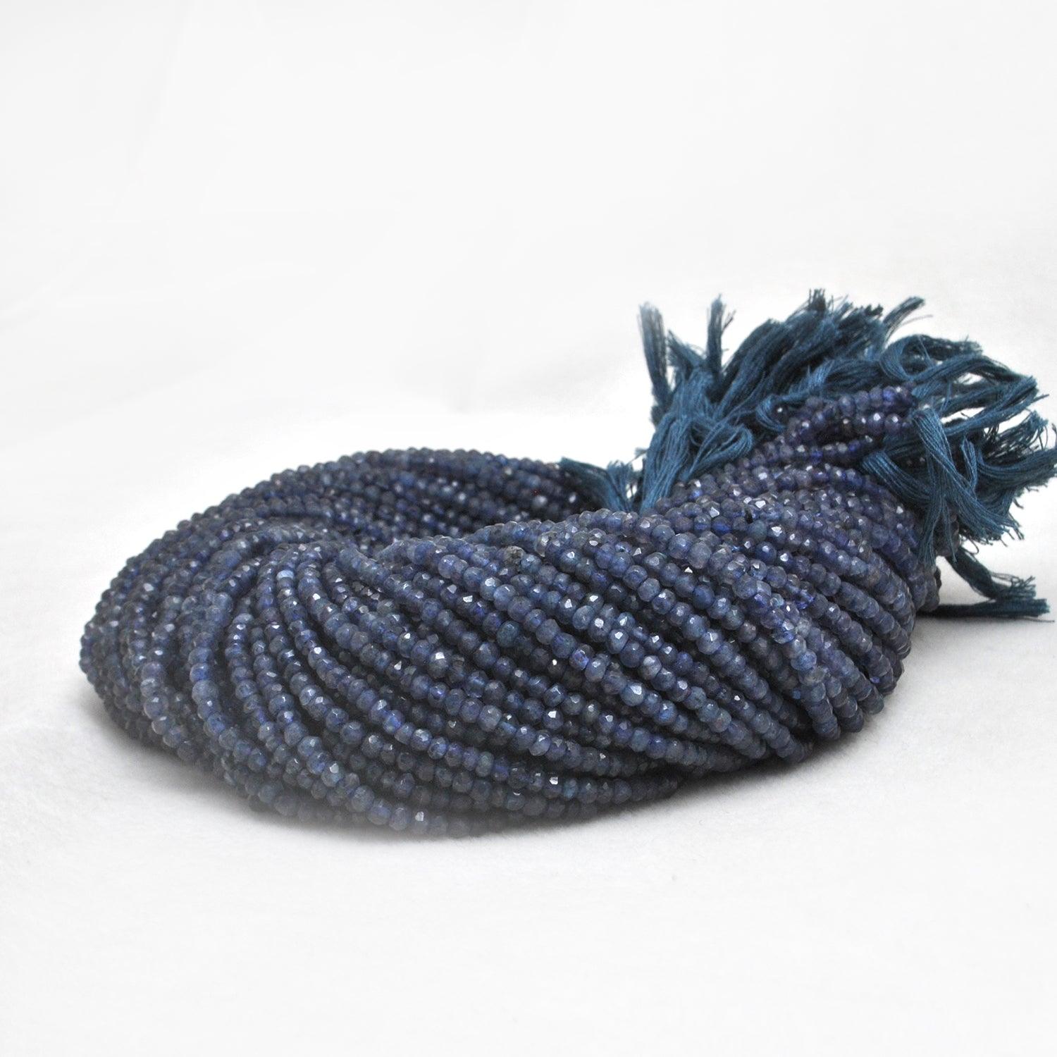 Natural iolite Rondelle Gemstone Beads inch 3mm, 4mm - Kanika Creations