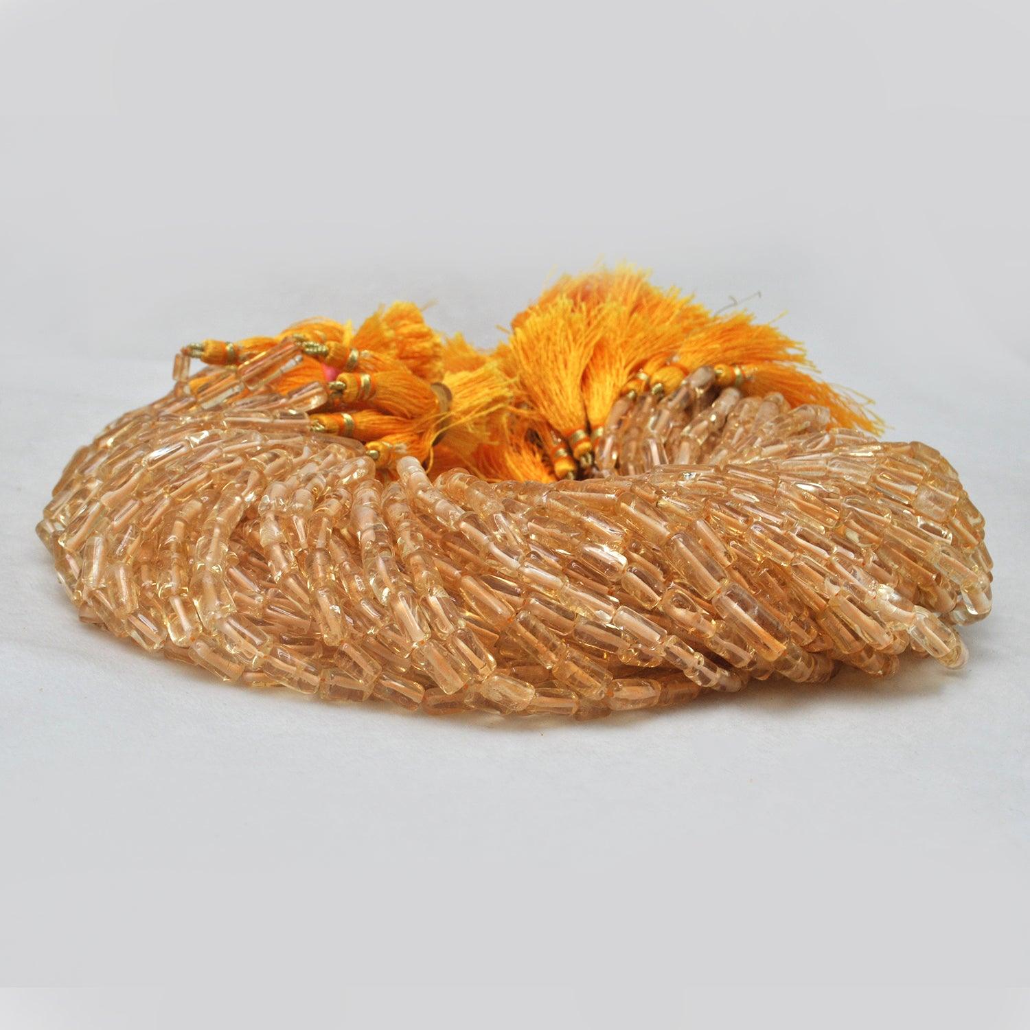 Natural Citrine Tube Shape Gemstone Beads 16 inch Strand - Kanika Creations