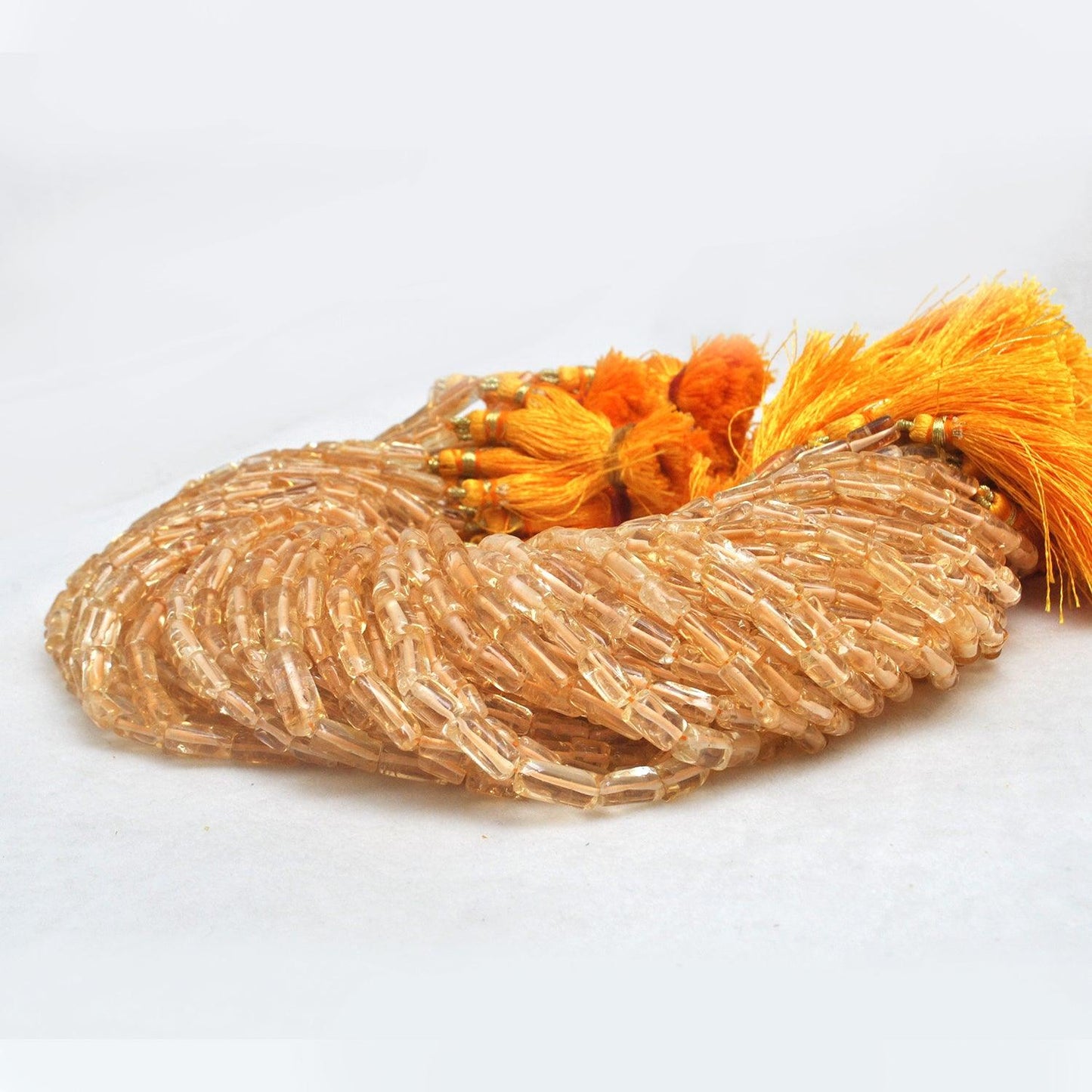 Natural Citrine Tube Shape Gemstone Beads 16 inch Strand - Kanika Creations