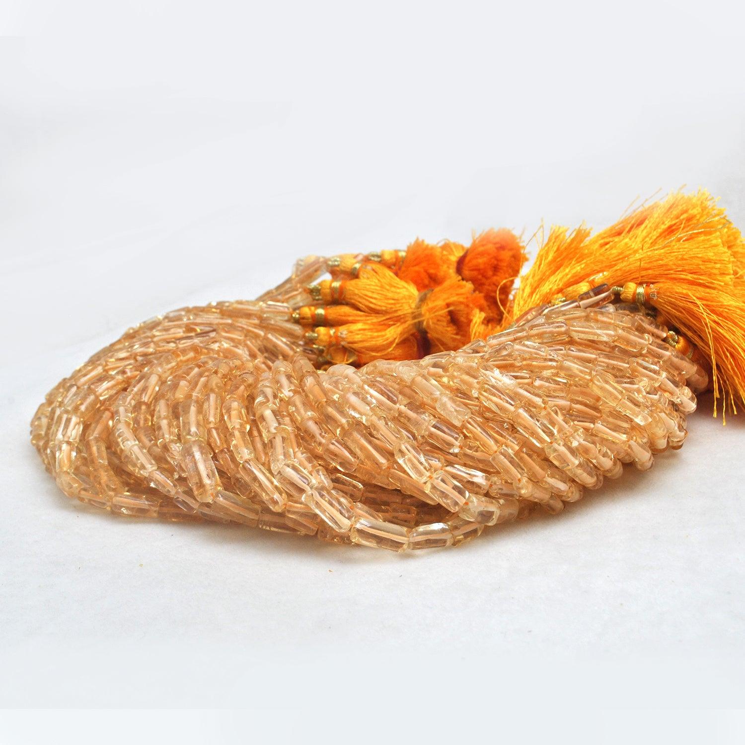 Natural Citrine Tube Shape Gemstone Beads 16 inch Strand - Kanika Creations