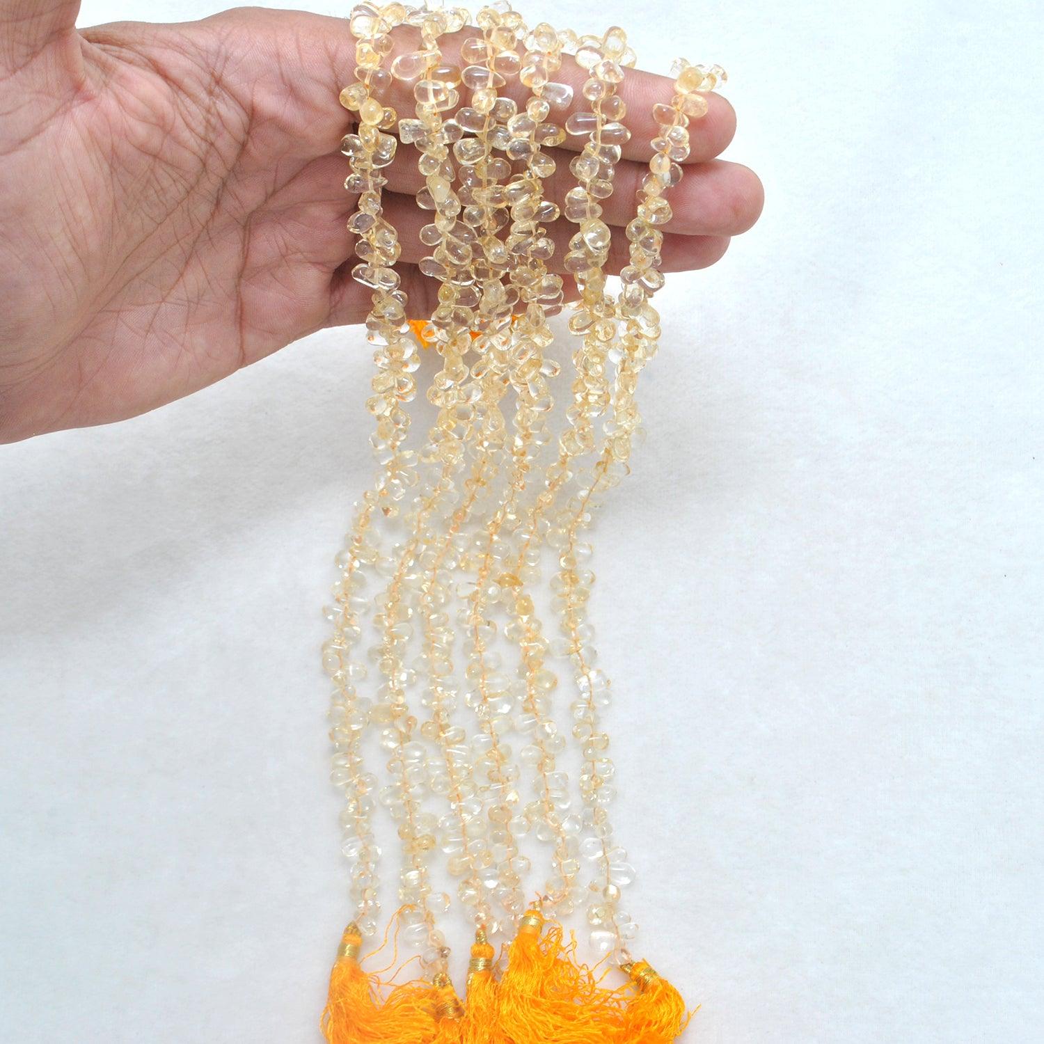 Natural Citrine Plain Teardrop Shape Gemstone 16 inch Strand - Kanika Creations