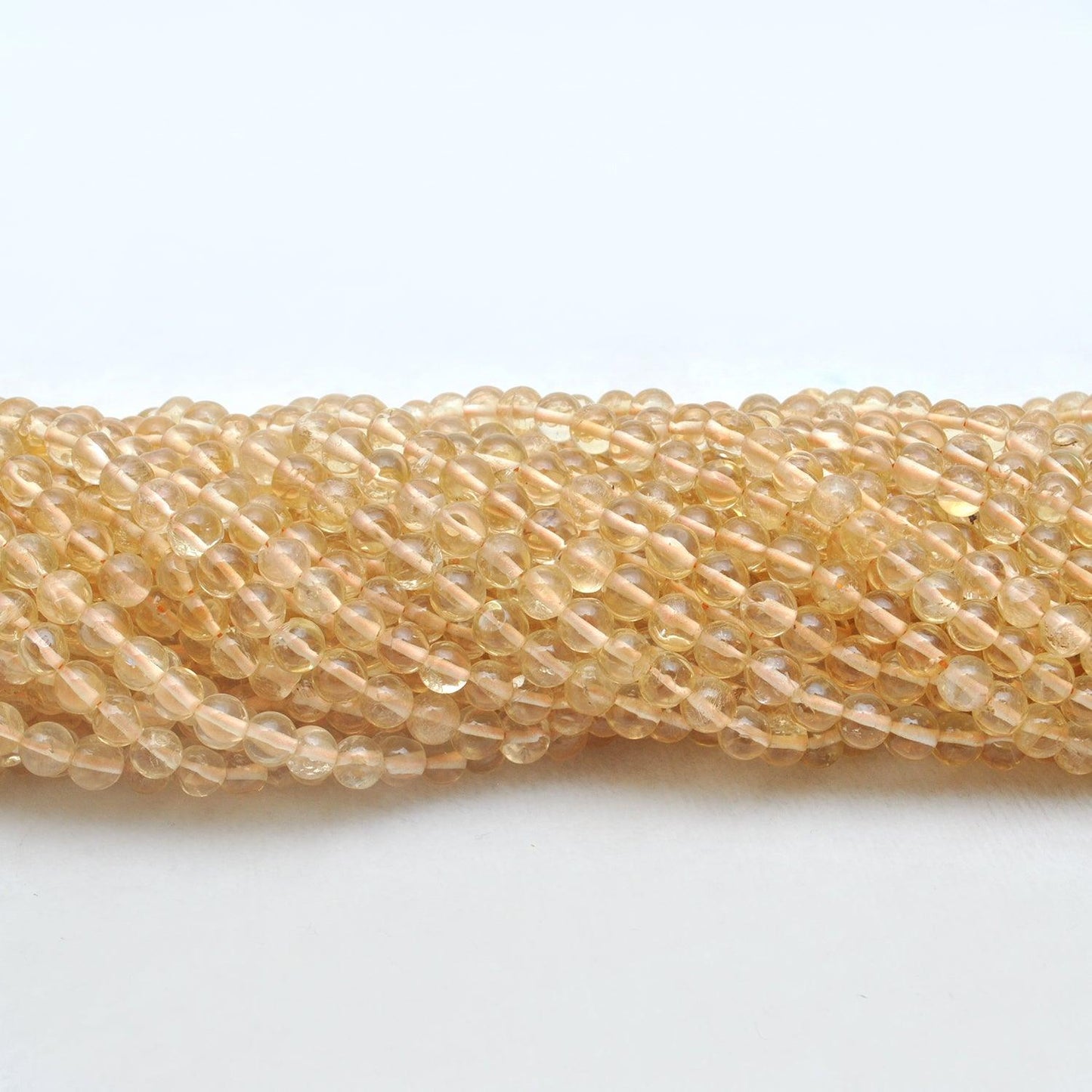 Natural Citrine Plain Round Shape Gemstone 13.5 inch Strand - Kanika Creations