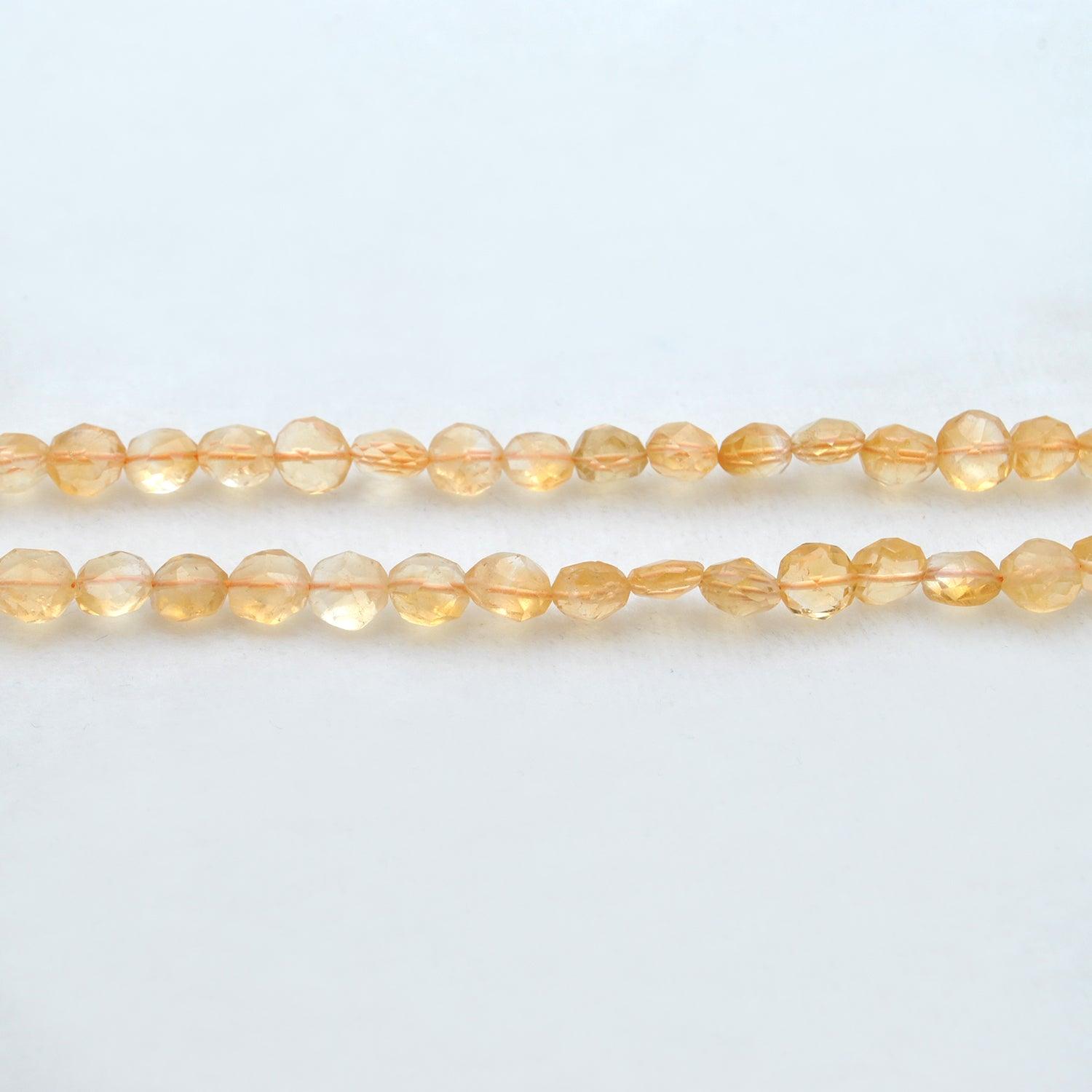 Natural Citrine Faceted Coin Shape Gemstone 14 inch Strand - Kanika Creations