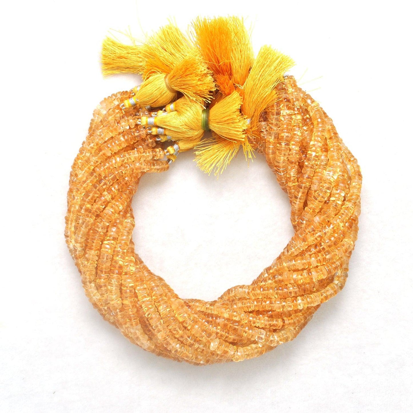 Natural Citrine Plain Tyre Shape Gemstone 16" Strand - Kanika Creations